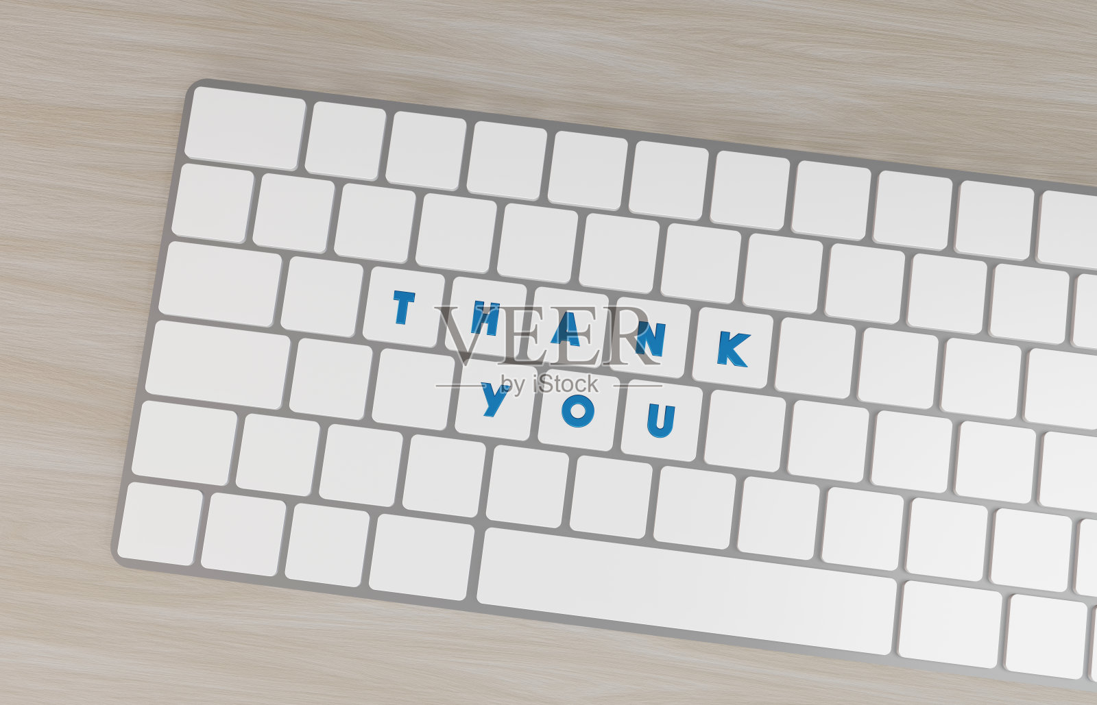 键盘上说谢谢的按键。3 d抽象的概念。照片摄影图片
