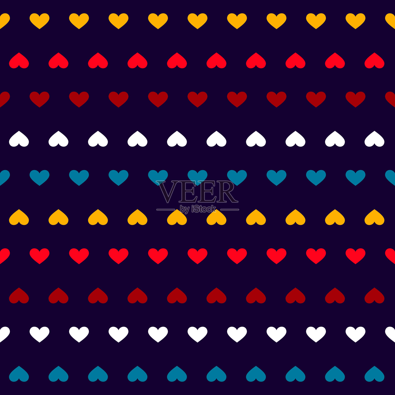 无缝图案与心形。节日的背景。用于设计包装、纺织品、墙纸、设计明信片和海报。插画图片素材