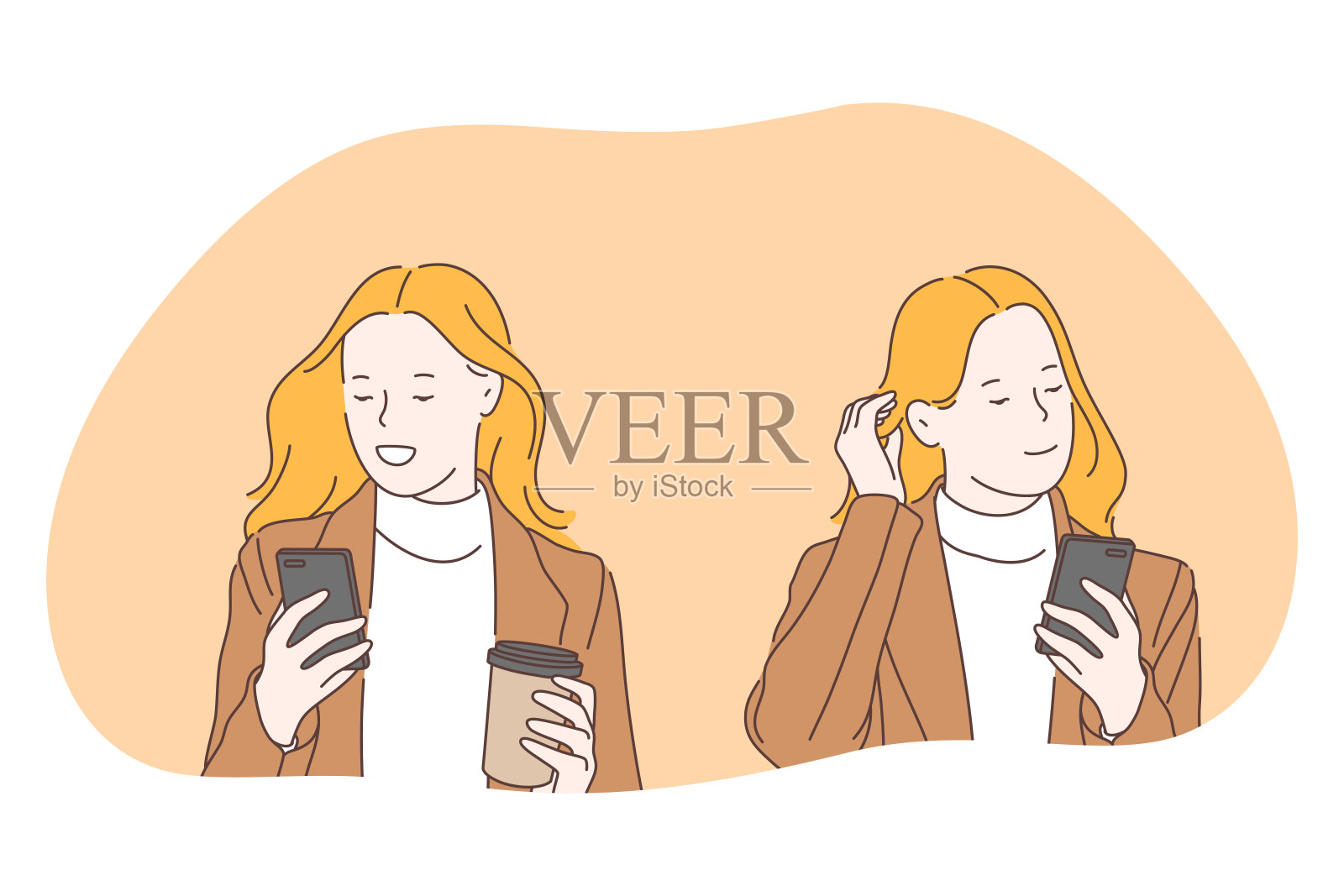 智能手机，在线交流，聊天概念插画图片素材