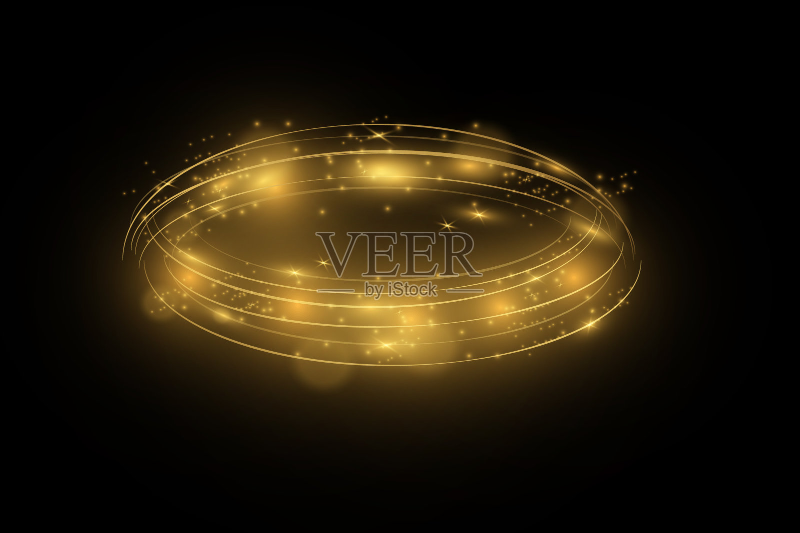 抽象时尚的灯光效果上的黑色透明背景。插画图片素材