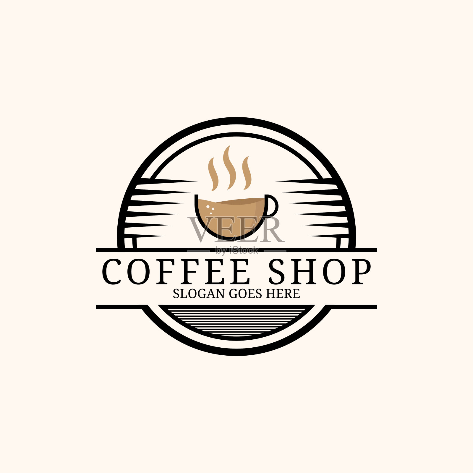 复古咖啡杯店标志设计灵感，复古咖啡店矢量模板插画图片素材