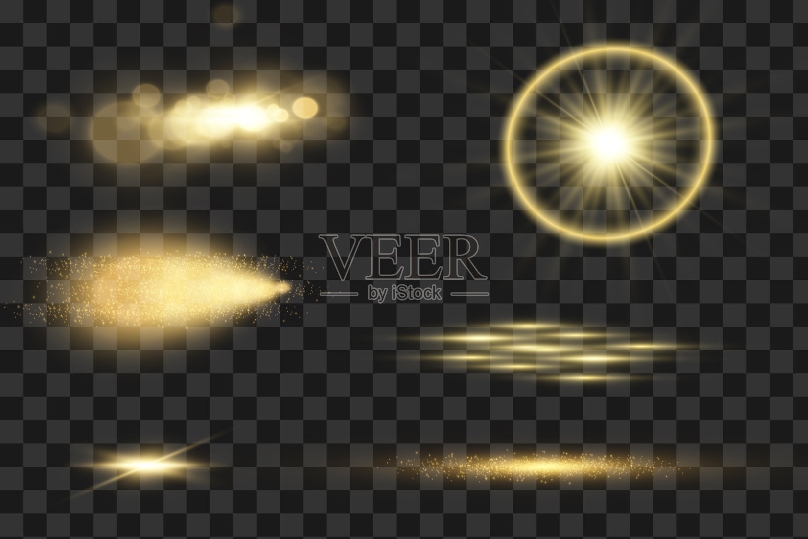 金光闪闪的灯光轨迹。闪闪发光的闪光闪光。插画图片素材