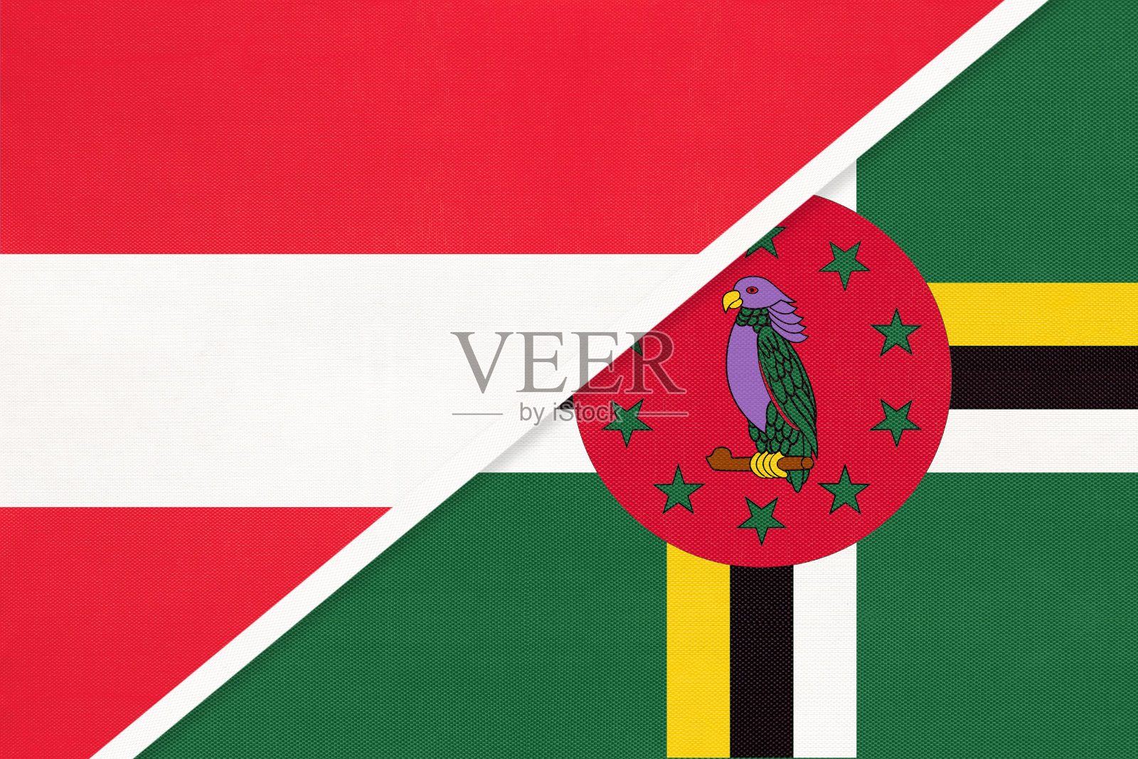 奥地利和多米尼加国旗的象征来自纺织品。插画图片素材