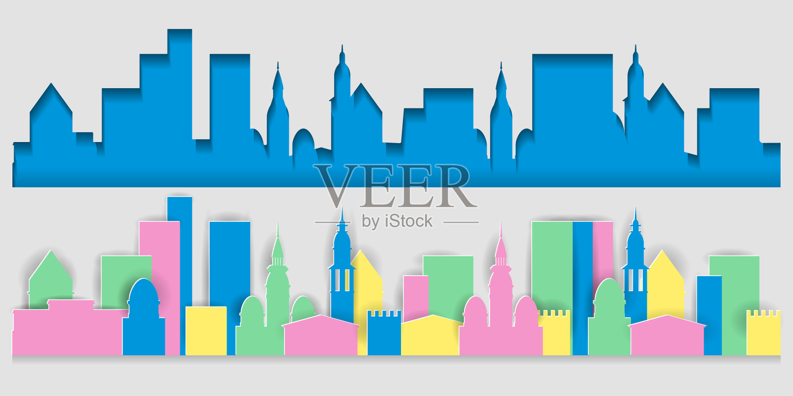 城市景观卡通城市景观插画图片素材