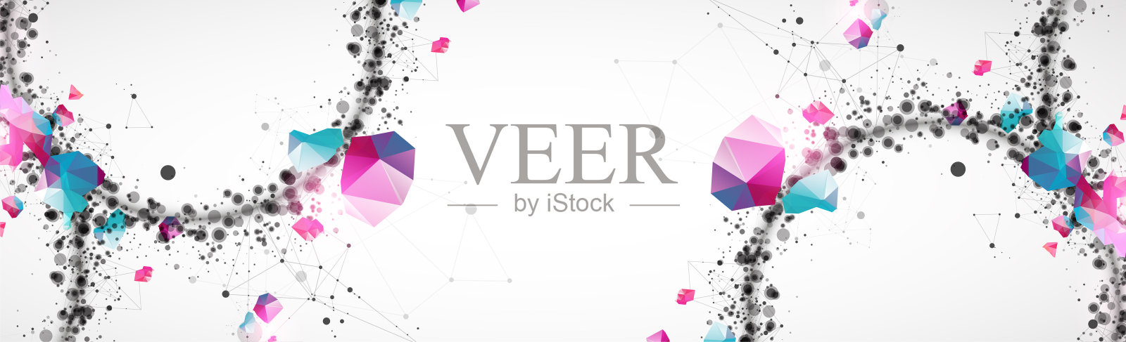 用点和线连接的科学和技术演示模板。丛式背景。插画图片素材