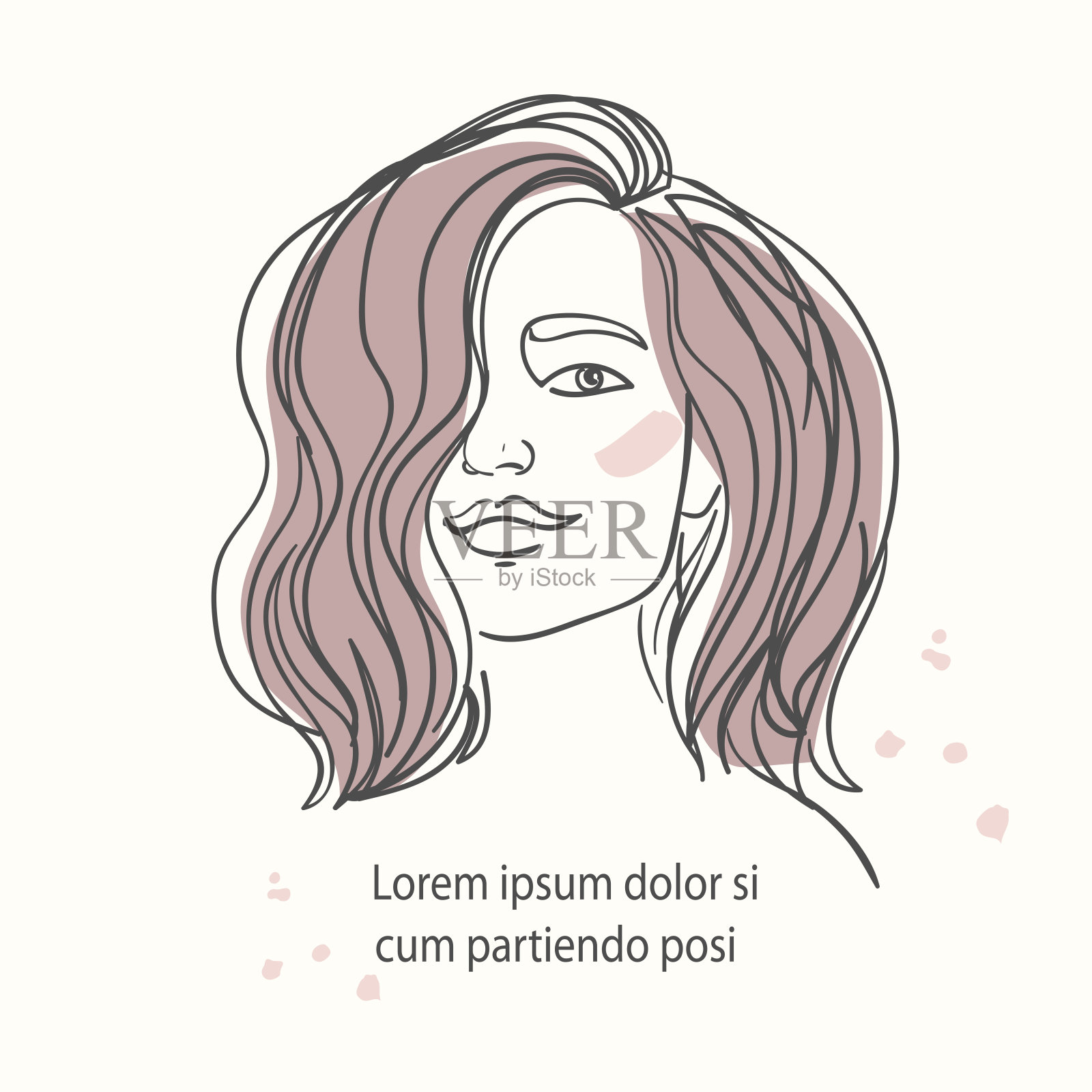 画了一个漂亮的女孩。模板标志和品牌设计的美容院，时尚，风格和发型沙龙插画图片素材