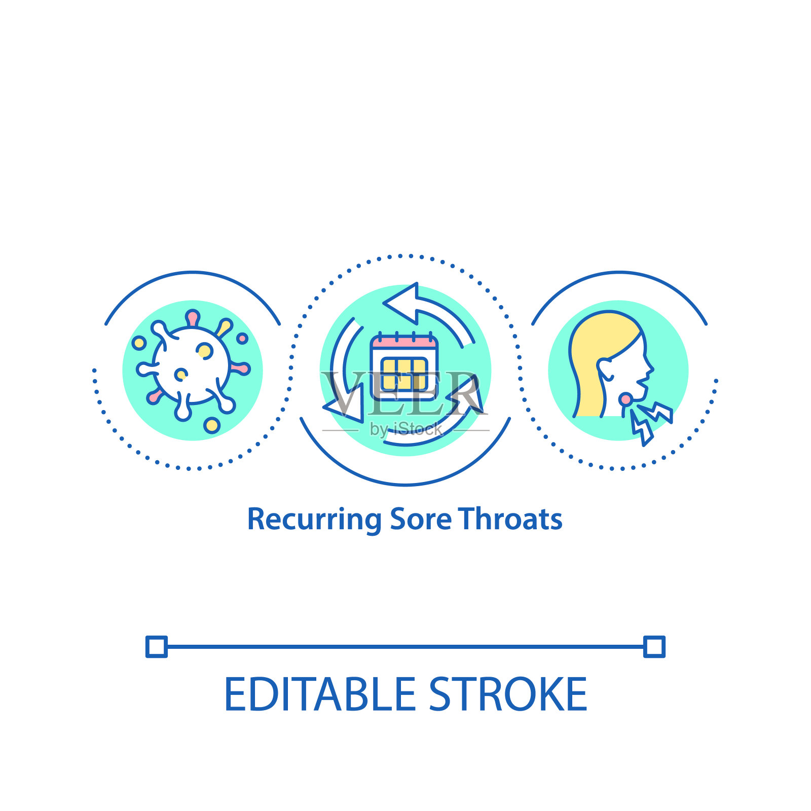 反复喉咙痛概念图标插画图片素材