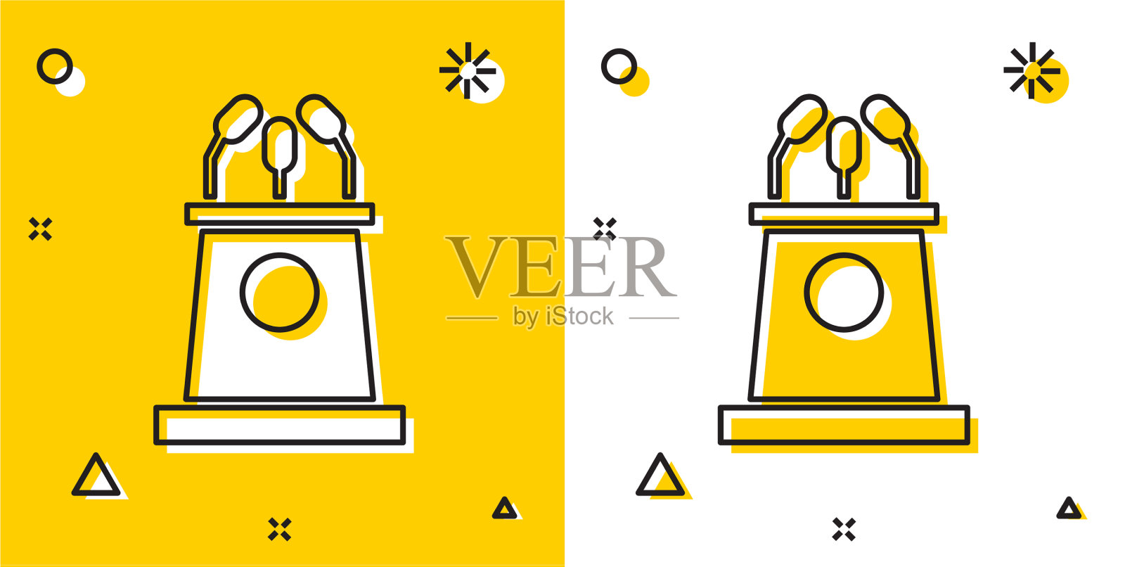 黑色台站或辩论台的讲台图标插画图片素材