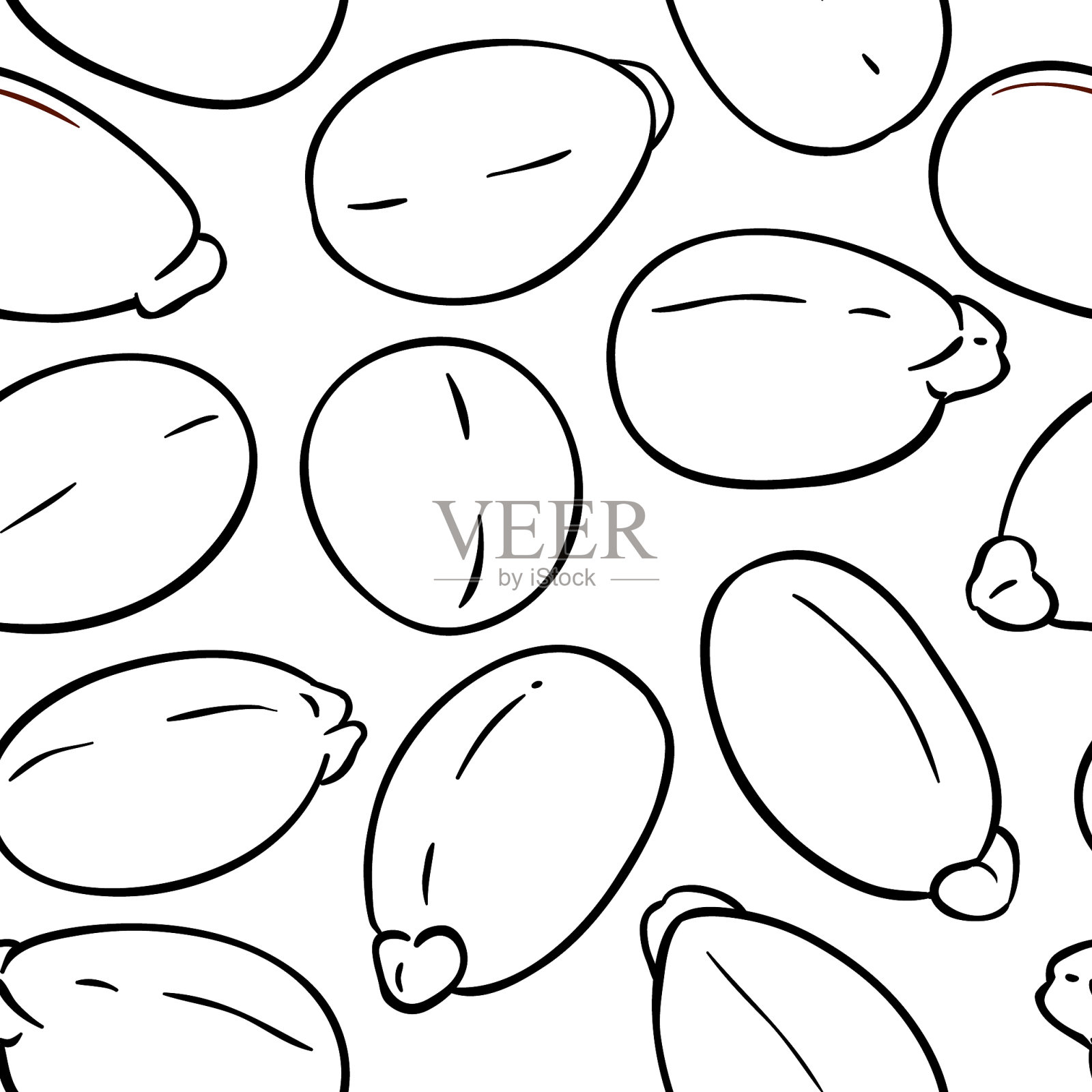 蓖麻种子图案在白色的背景插画图片素材