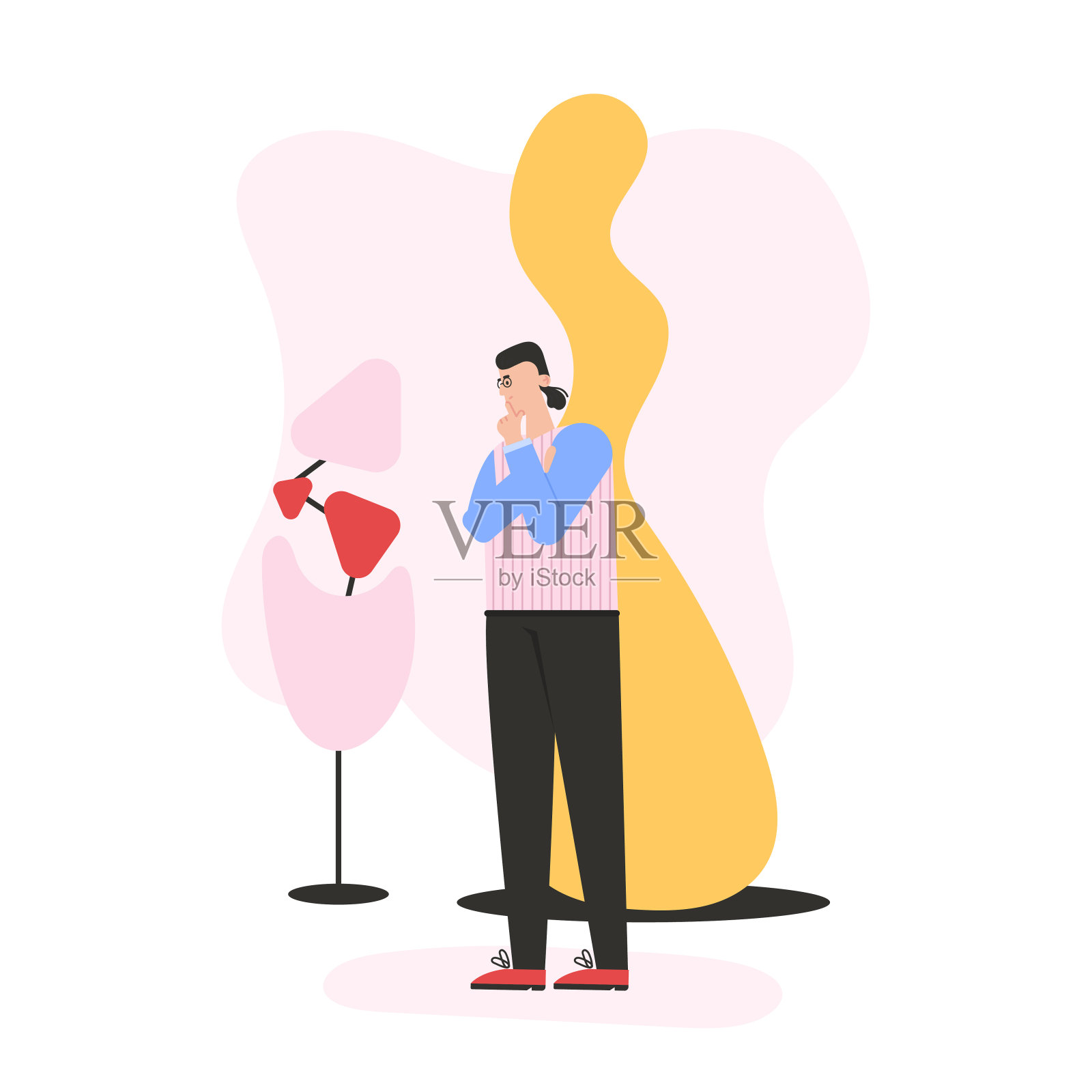 观看雕塑或雕像展览的人插画图片素材