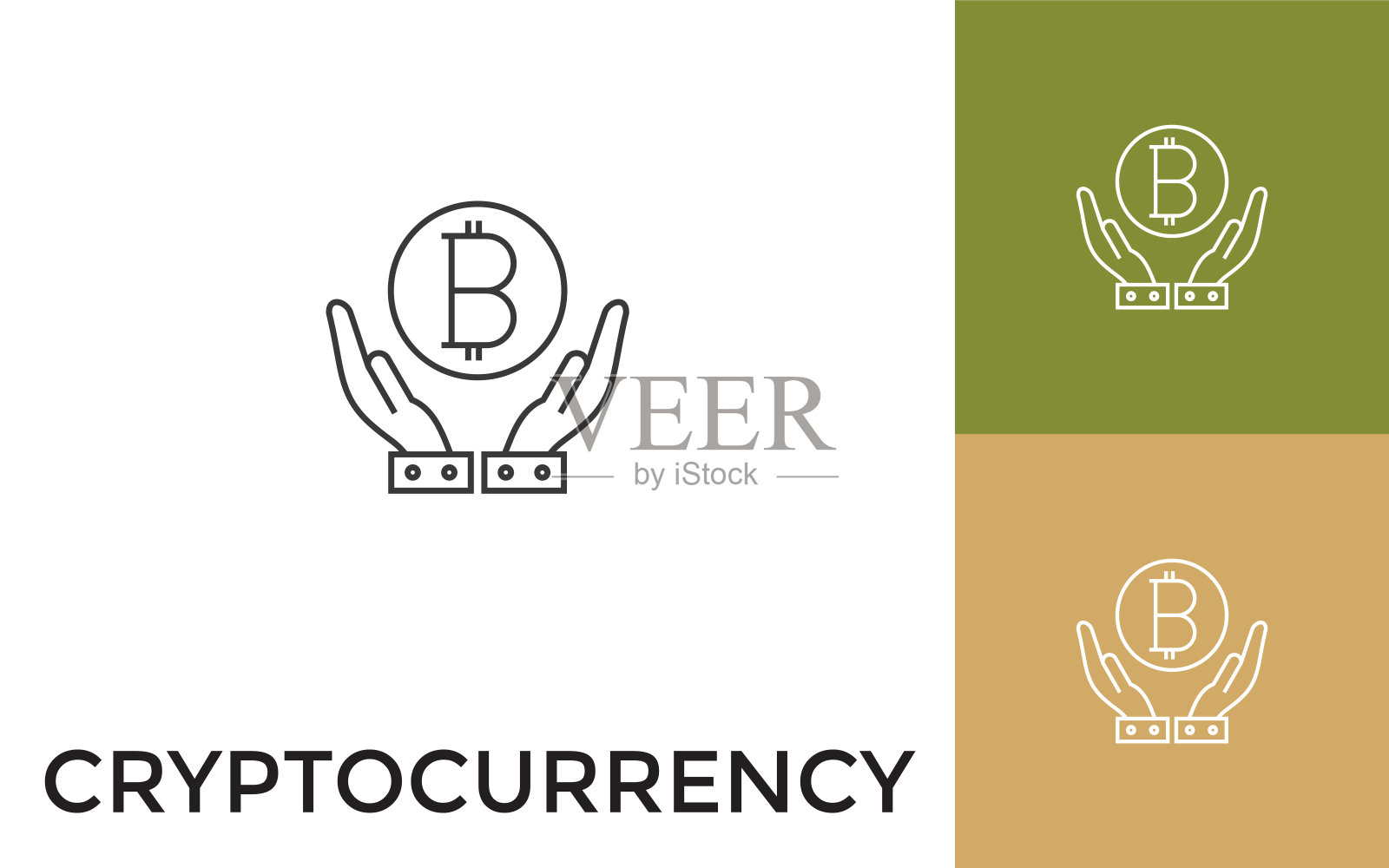 可编辑的加密货币细线图标与标题。适用于手机应用程序，网站，软件和印刷媒体。插画图片素材