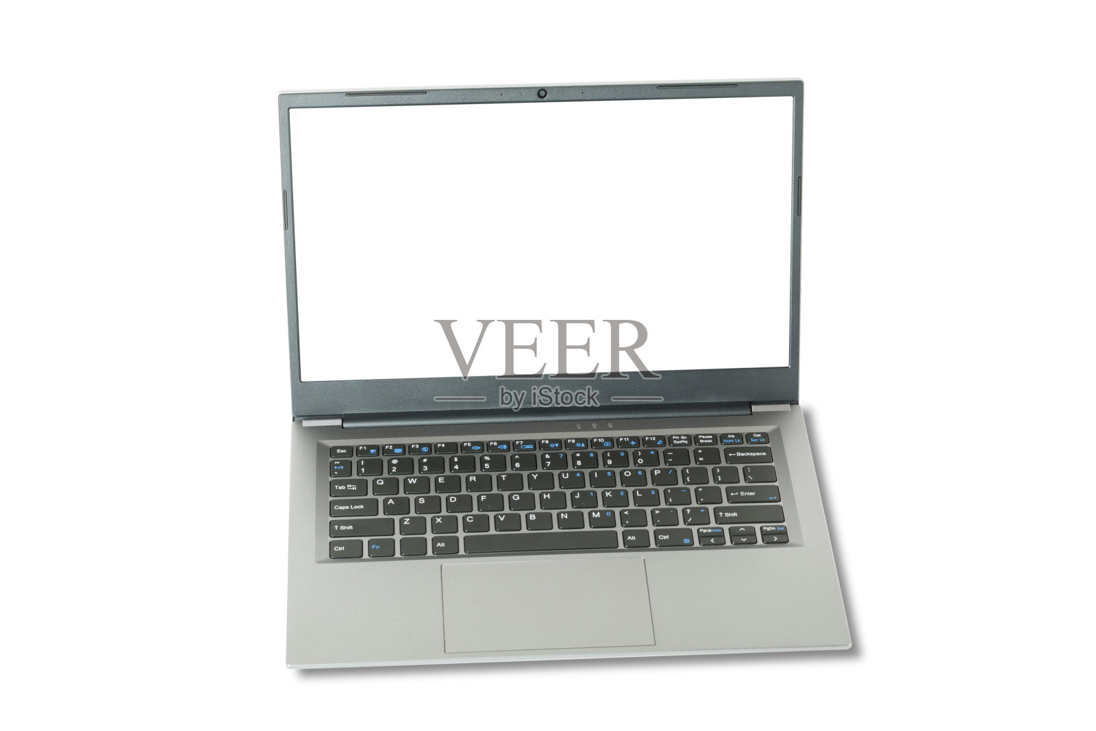 笔记本电脑的空白屏幕隔离在一个白色的背景。照片摄影图片