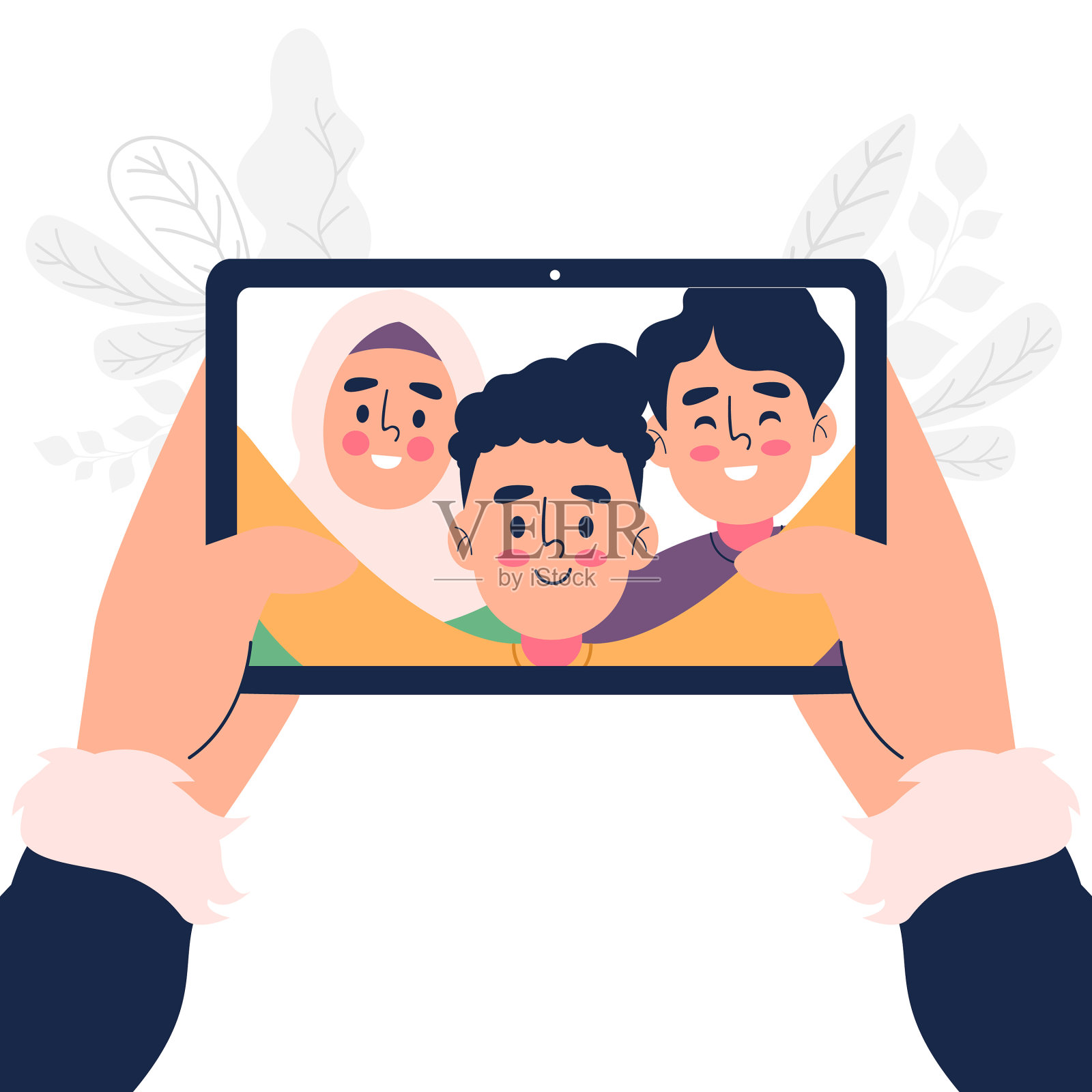 平板设计手持平板应用视频通话插画图片素材