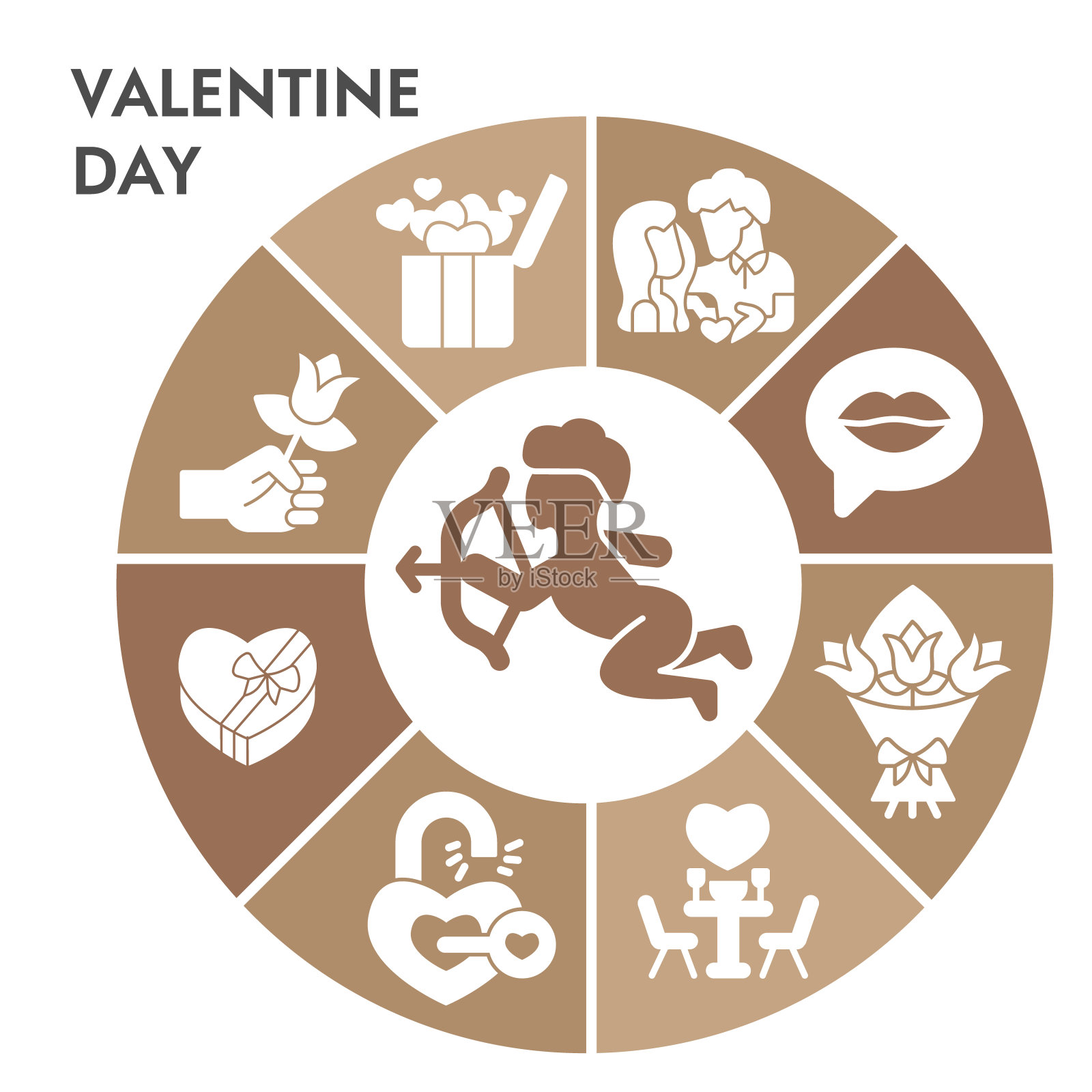 情人节信息图形设计模板与图标。浪漫假期信息可视化在白色的背景。爱的关系。创意矢量插图的信息图表。插画图片素材