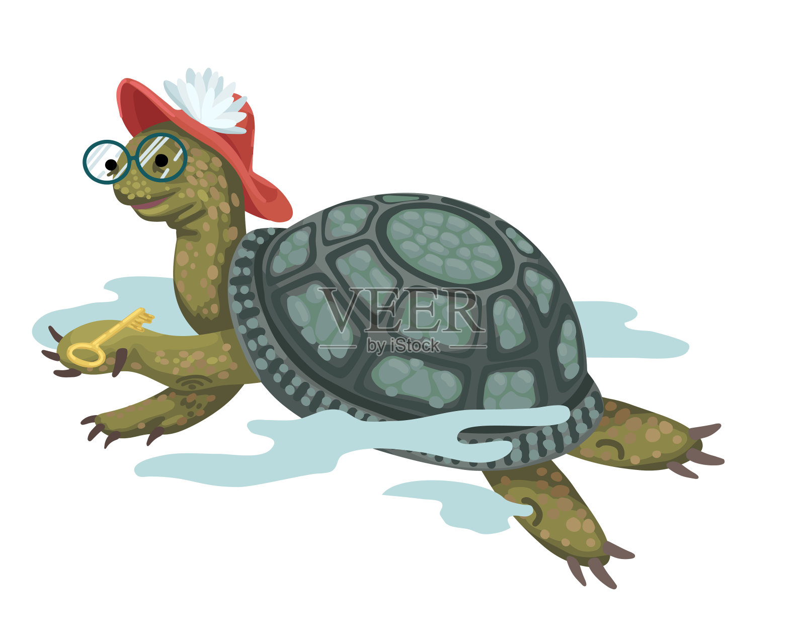 乌龟戴着眼镜和帽子。卡通矢量图设计元素图片