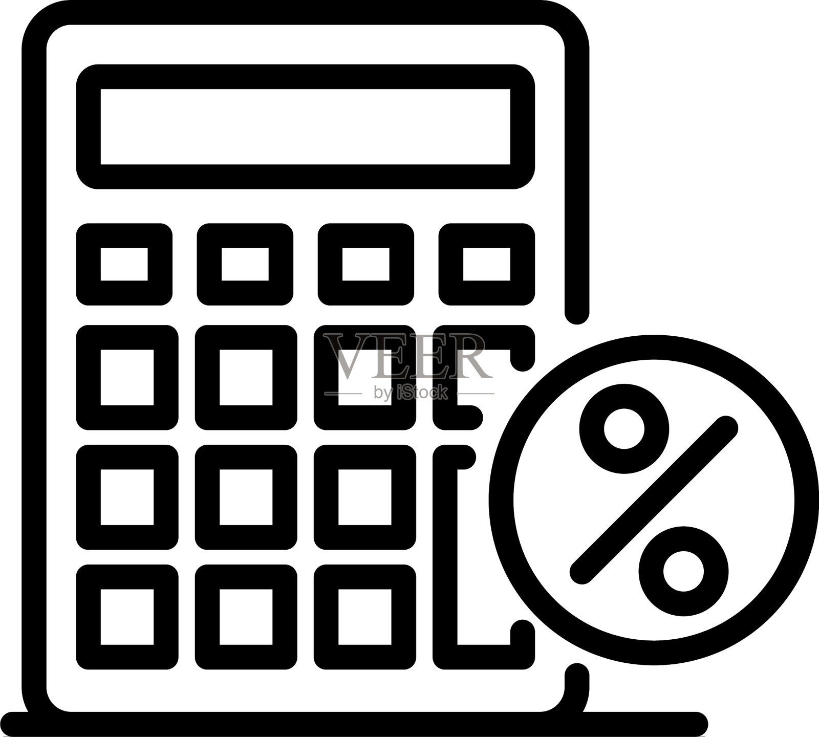 百分比计算器图标轮廓样式插画图片素材