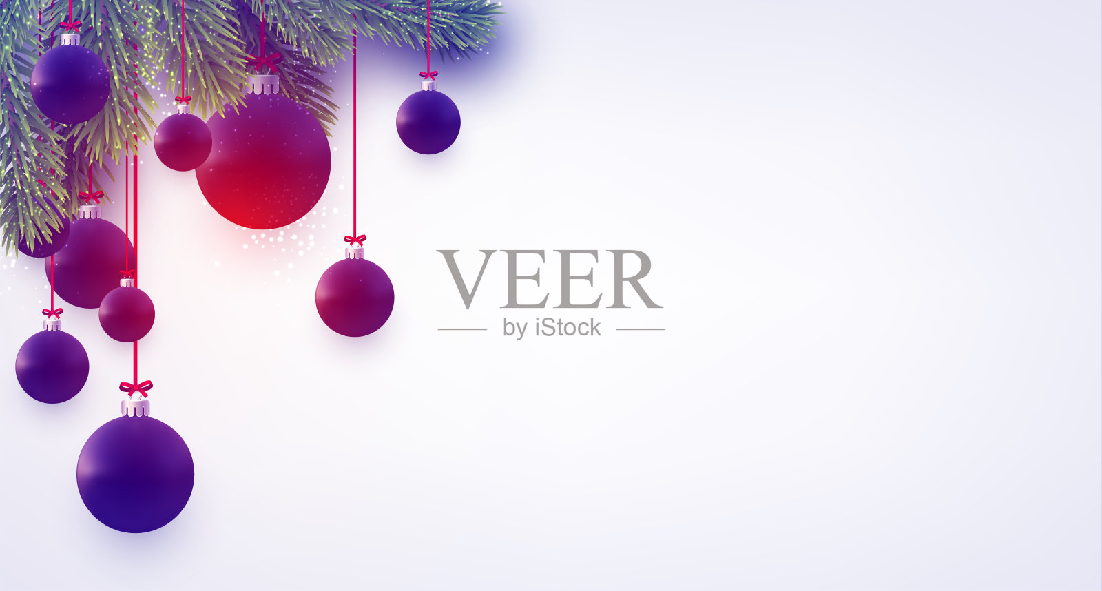 马特用云杉树枝做成深蓝色和紫色的圣诞装饰物。插画图片素材