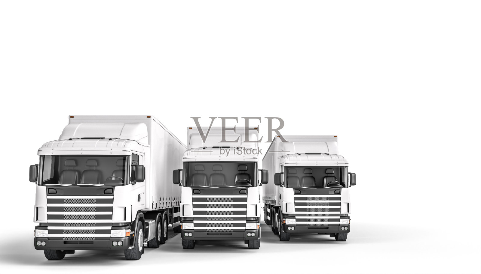 白色背景上的白色货车。照片摄影图片