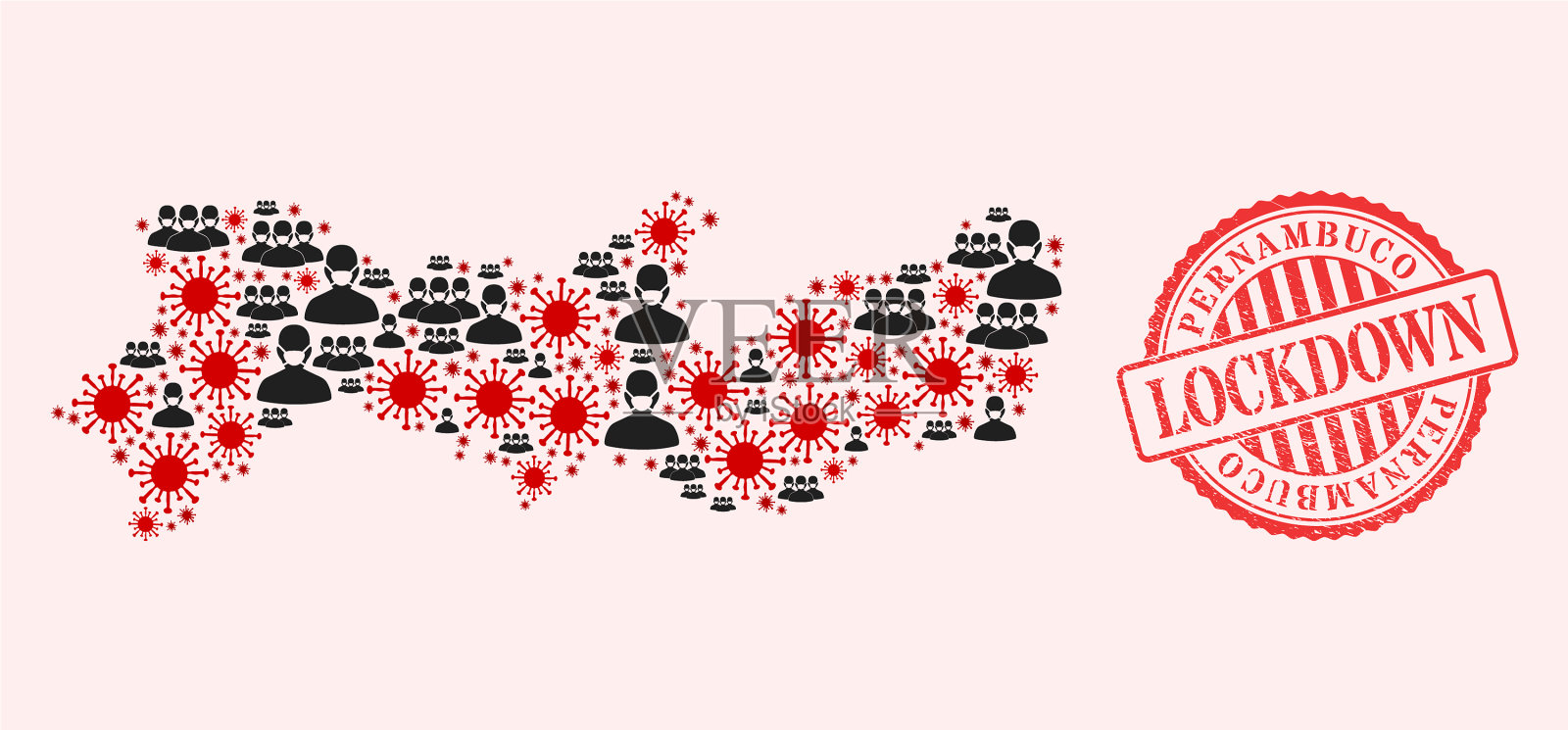 冠状病毒和蒙面人马赛克伯南布哥州插画图片素材