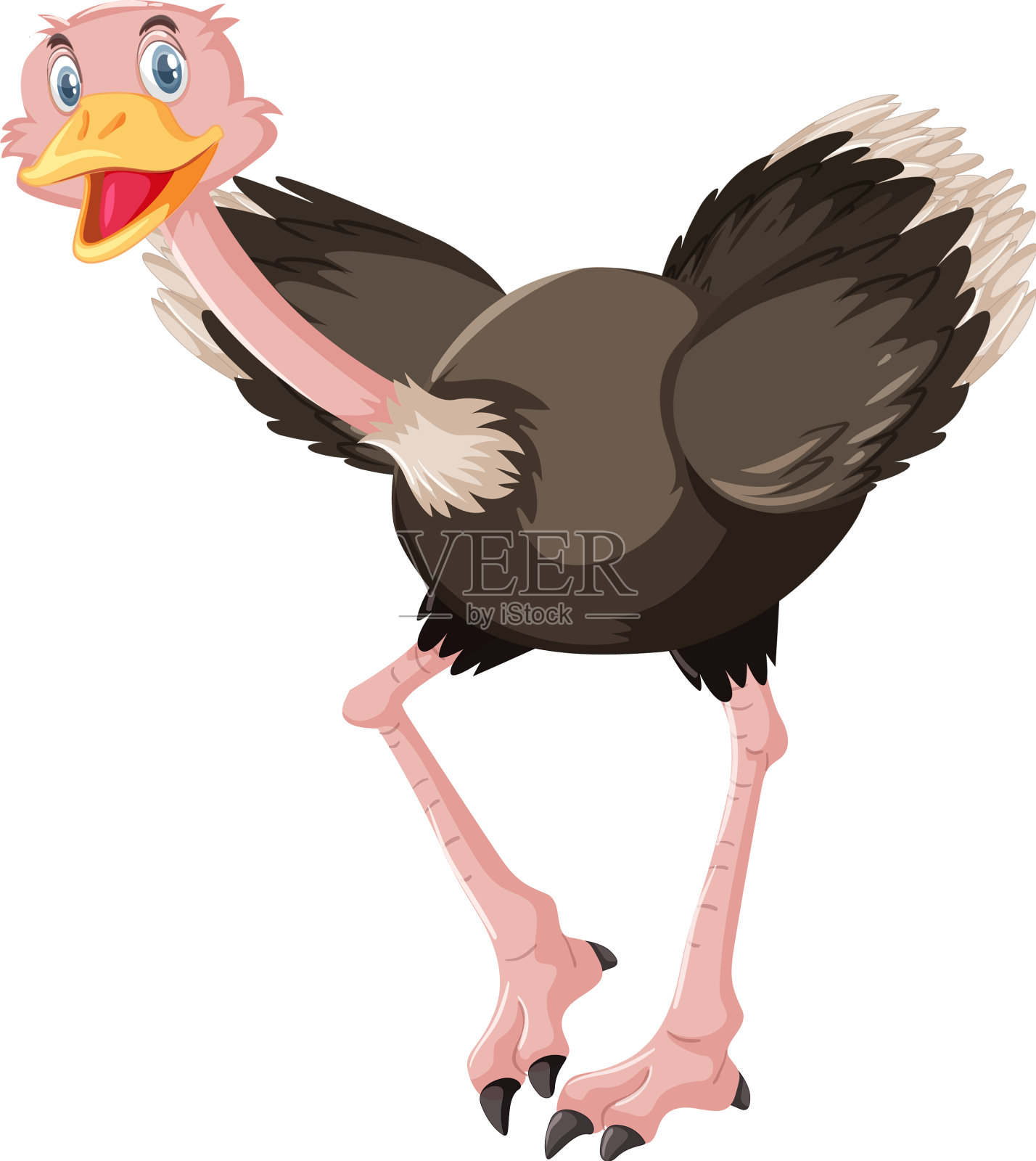 可爱的鸵鸟卡通人物设计元素图片