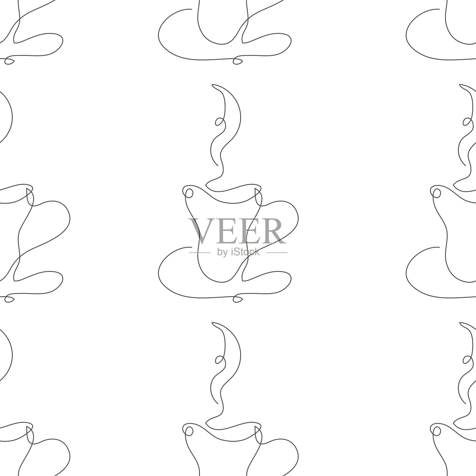 花卉无缝图案线条艺术插画图片素材