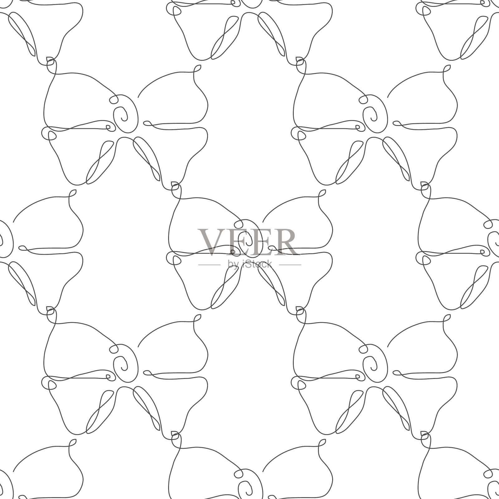 花卉无缝图案线条艺术插画图片素材