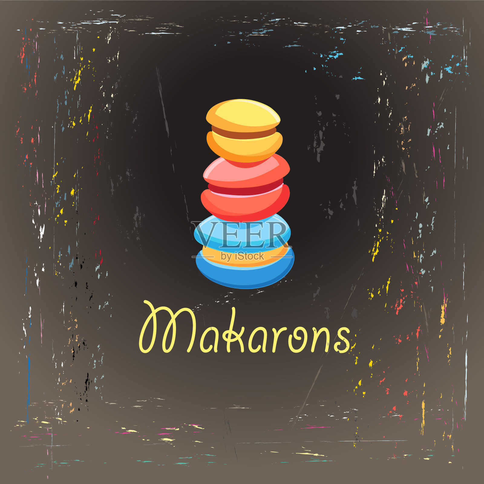 丰富多彩的蛋糕makarons插画图片素材