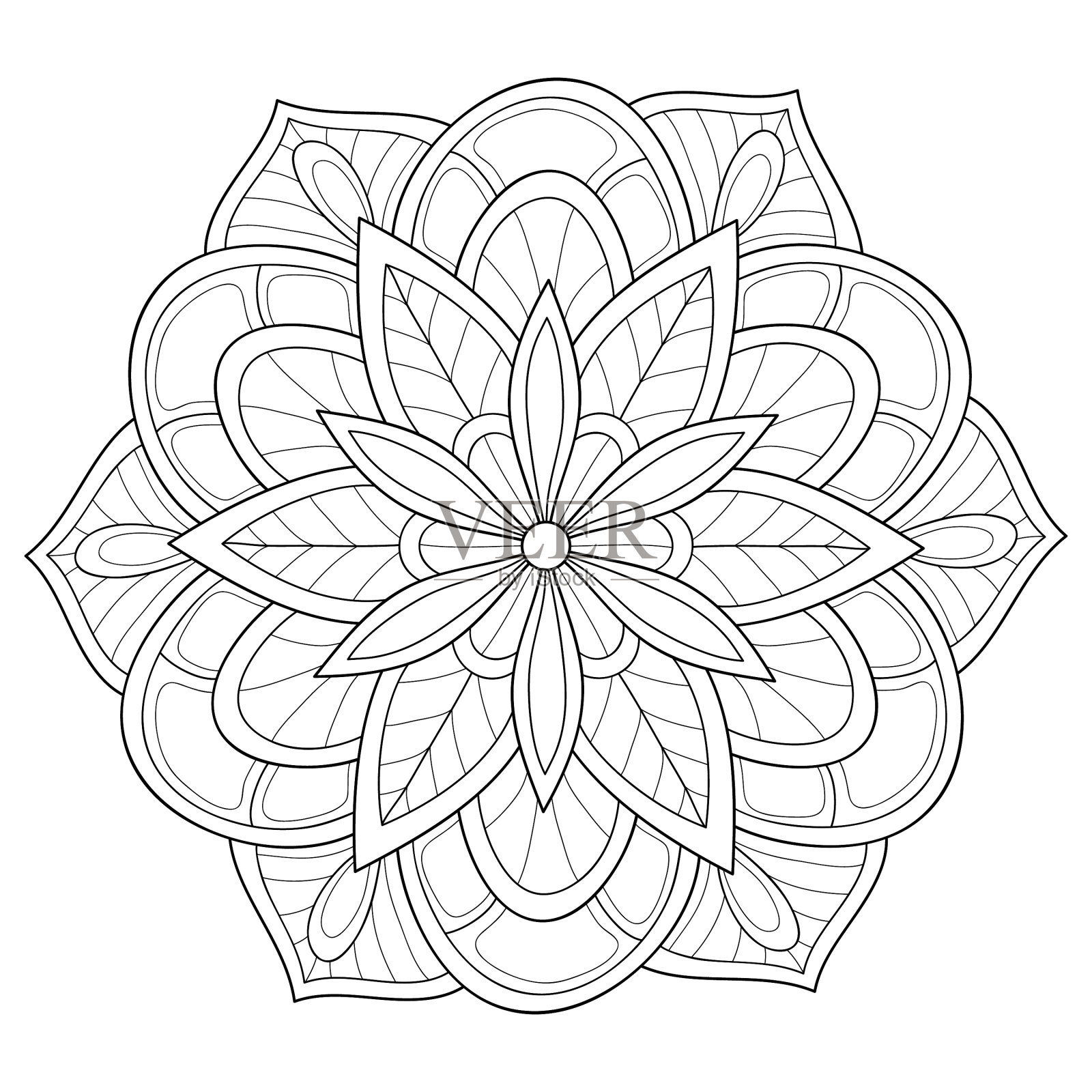 成人涂色书册上一幅禅宗曼荼罗的图像设计元素图片