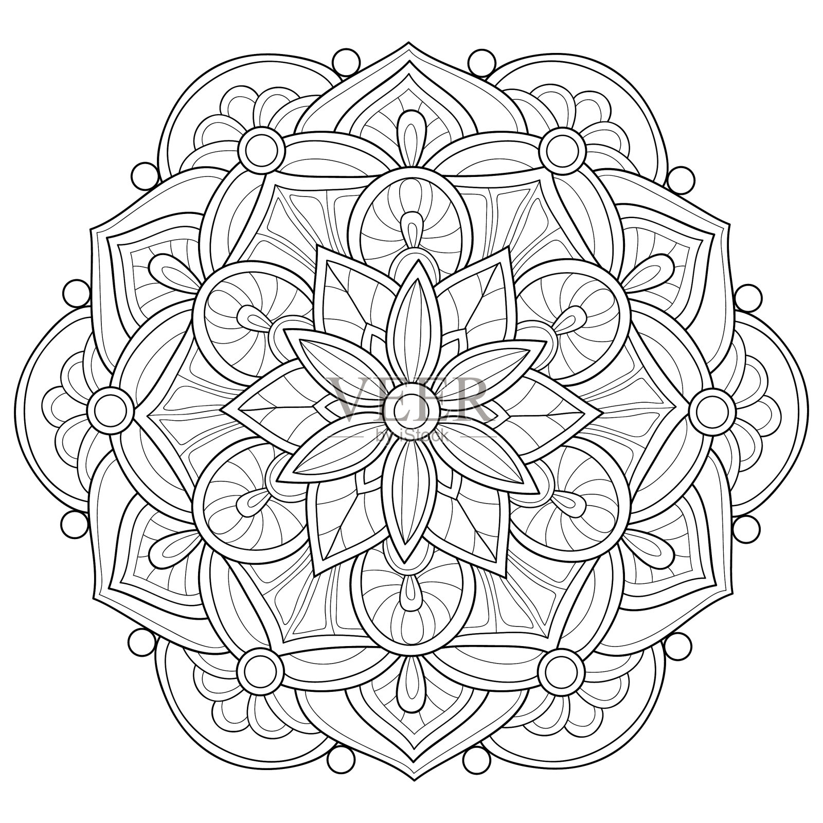 成人涂色书册上一幅禅宗曼荼罗的图像设计元素图片