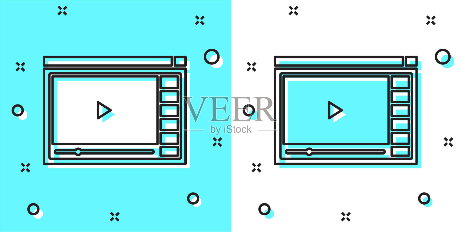 黑线在线播放视频图标隔离上插画图片素材