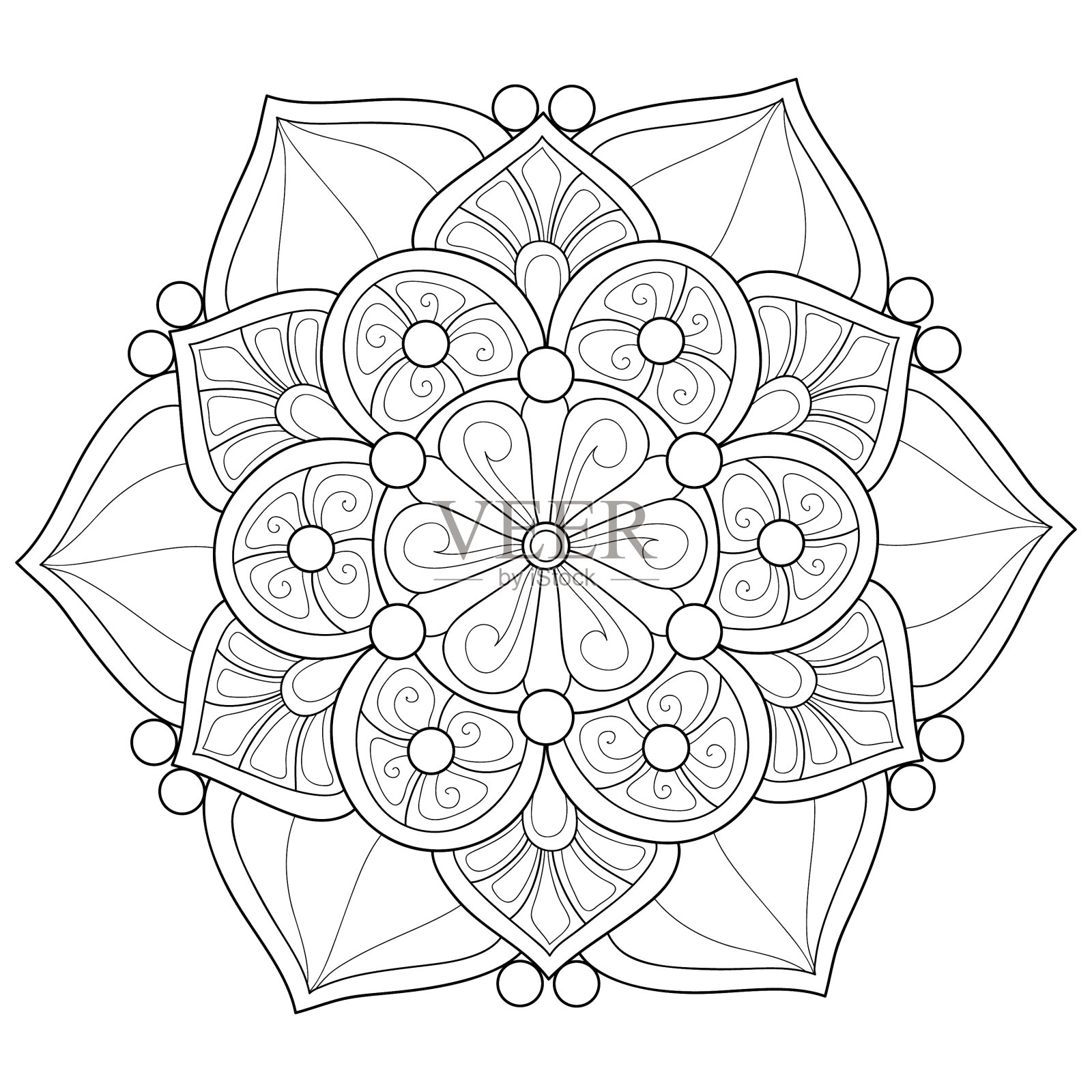 成人涂色书册上一幅禅宗曼荼罗的图像设计元素图片
