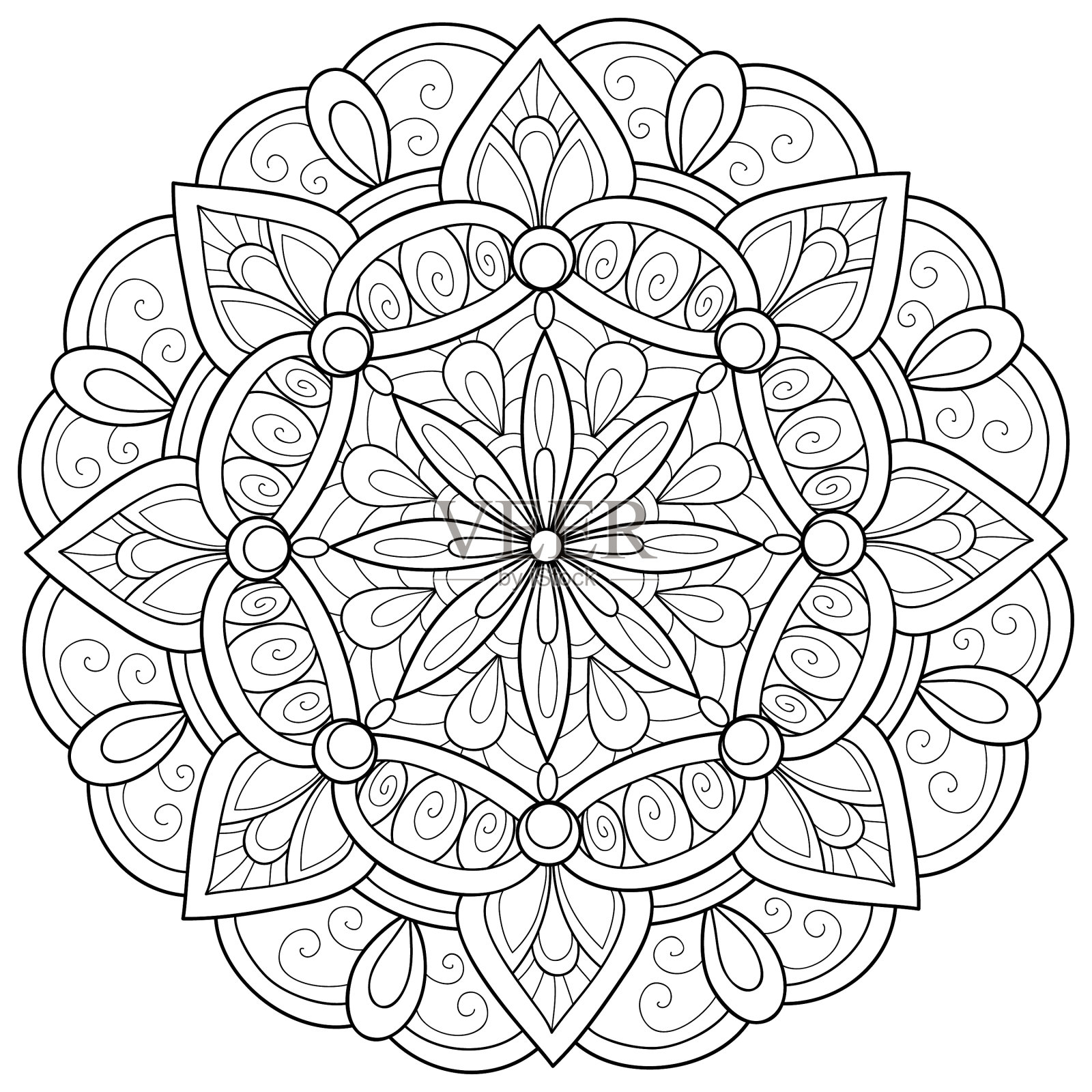成人涂色书册上一幅禅宗曼荼罗的图像设计元素图片
