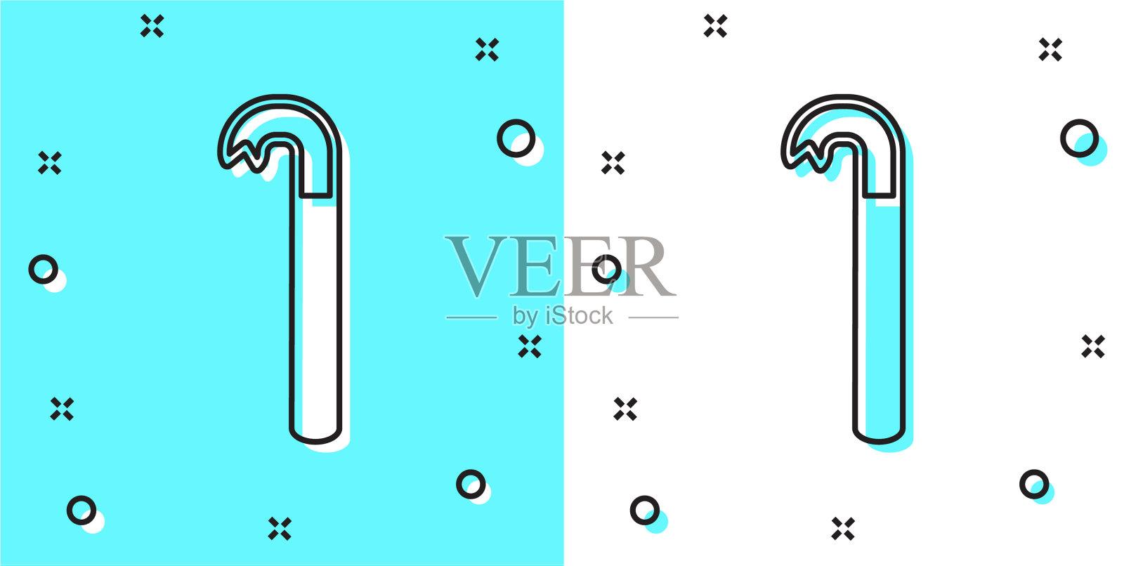 黑线撬杆图标隔离在绿色和插画图片素材