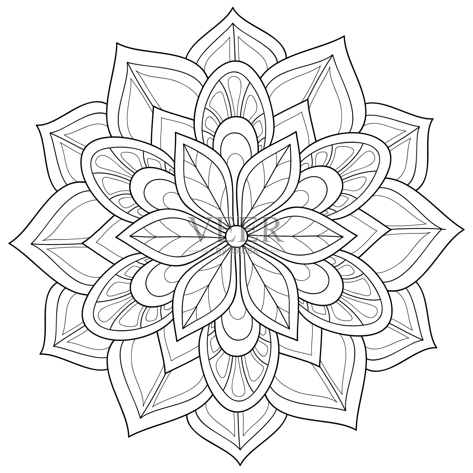 成人涂色书册上一幅禅宗曼荼罗的图像设计元素图片