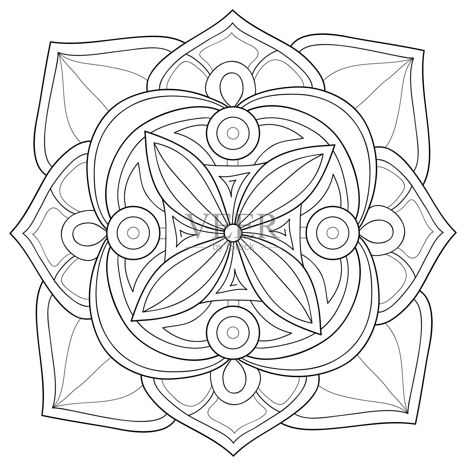 成人涂色书册上一幅禅宗曼荼罗的图像设计元素图片