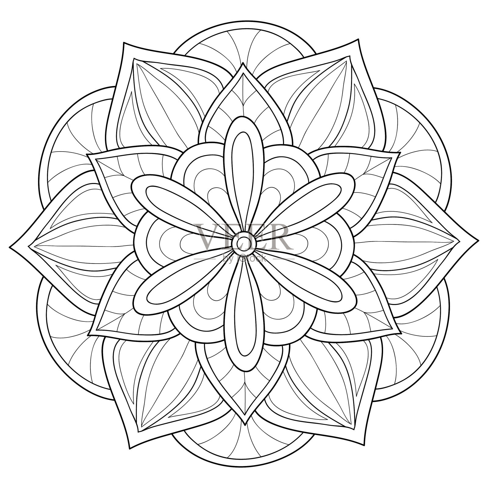 成人涂色书册上一幅禅宗曼荼罗的图像设计元素图片