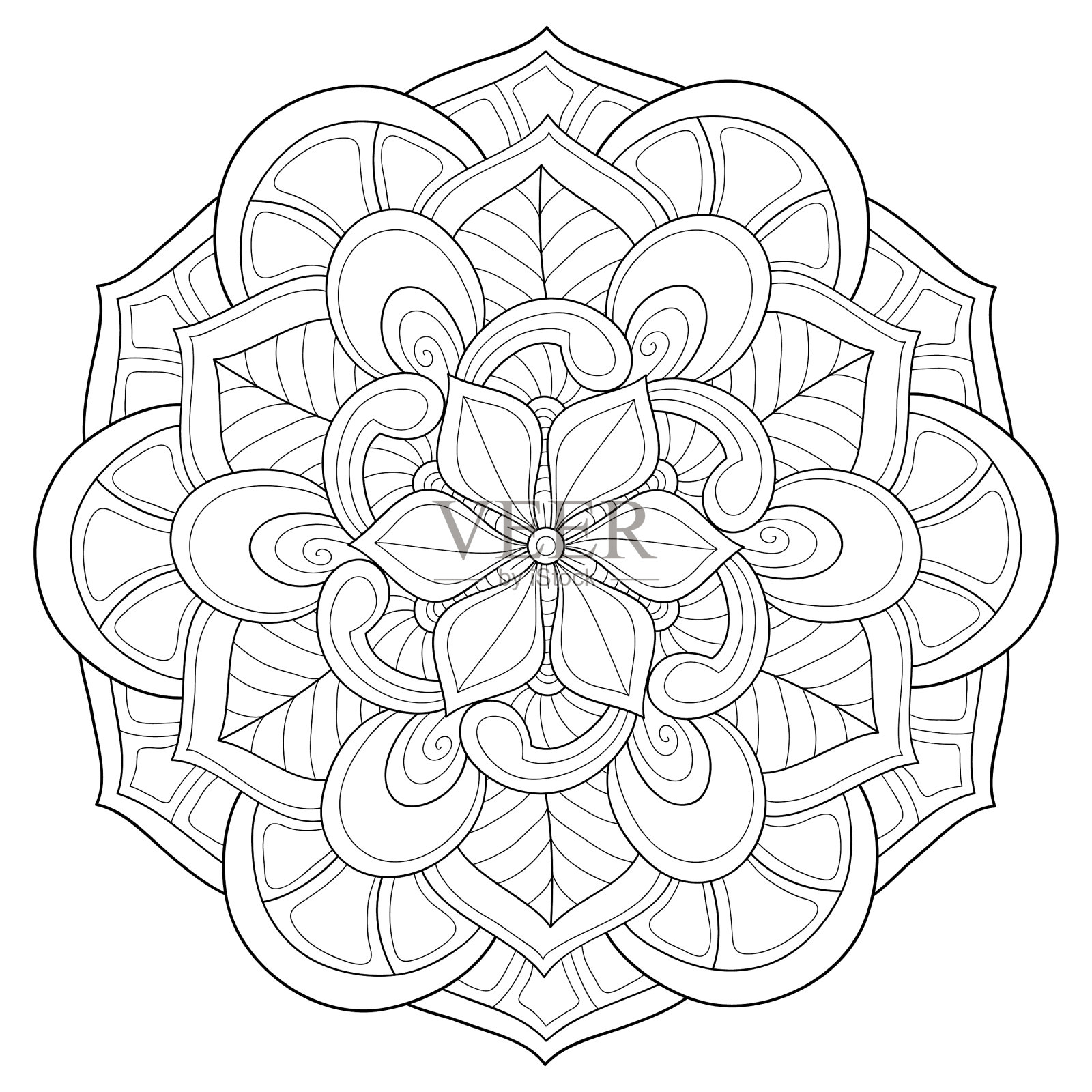 成人涂色书册上一幅禅宗曼荼罗的图像设计元素图片