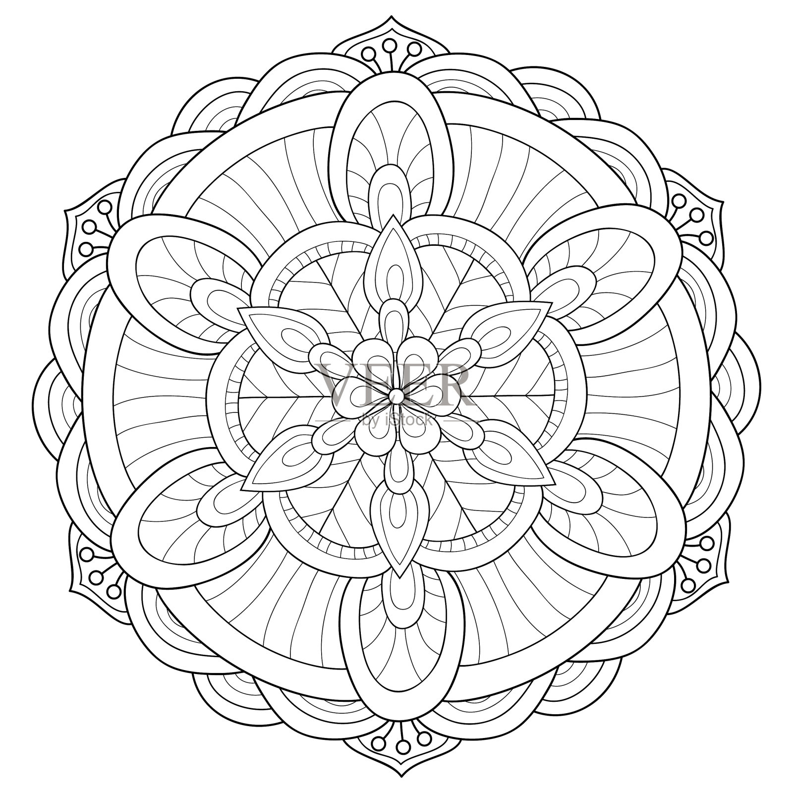 成人涂色书册上一幅禅宗曼荼罗的图像设计元素图片