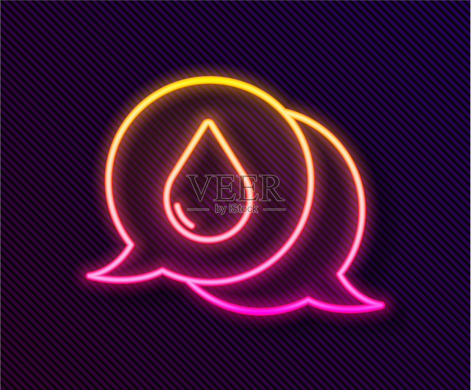 发光的霓虹线水滴与讲话气泡插画图片素材