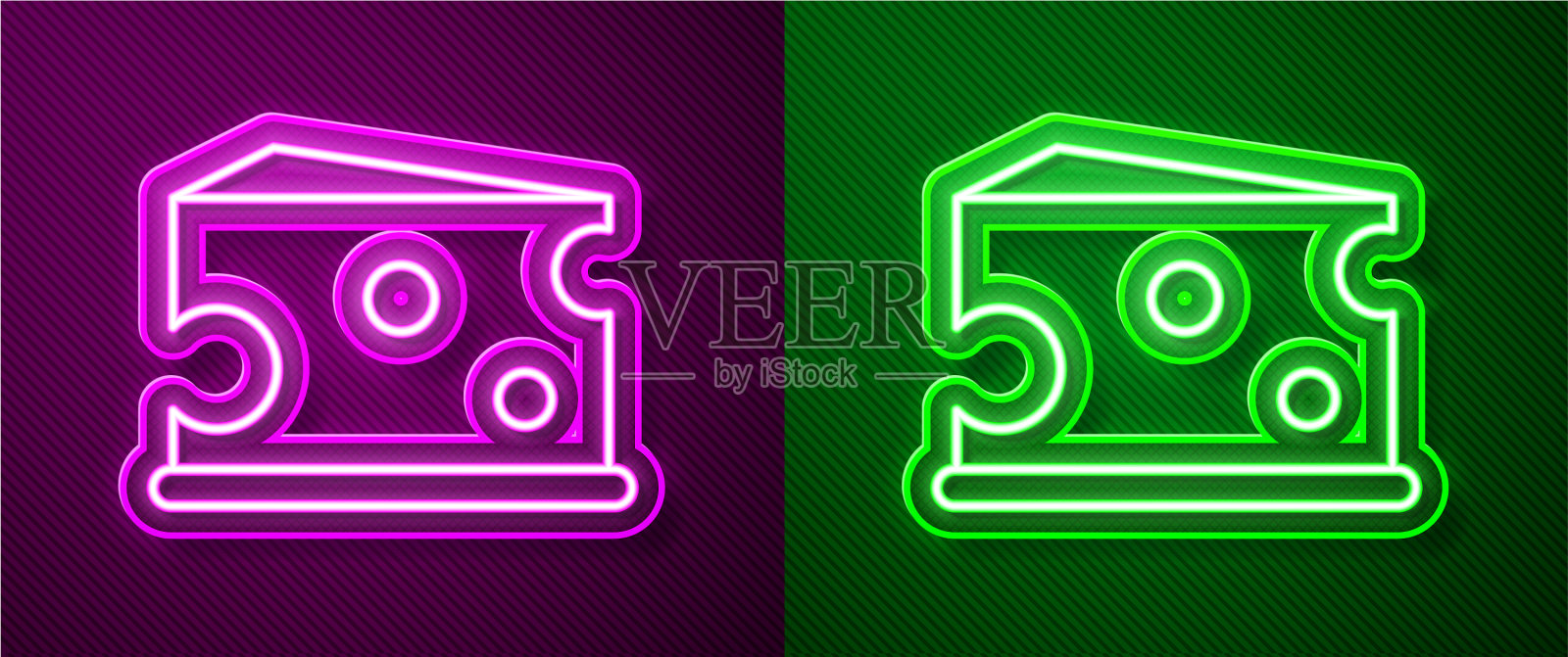 发光的霓虹线奶酪图标孤立在紫色图标素材