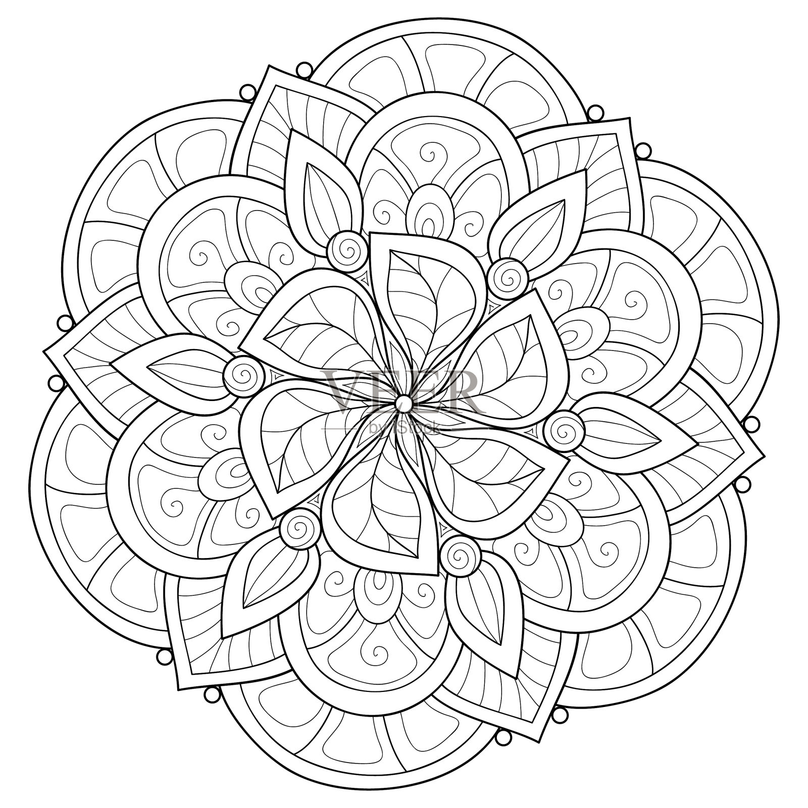 成人涂色书册上一幅禅宗曼荼罗的图像设计元素图片