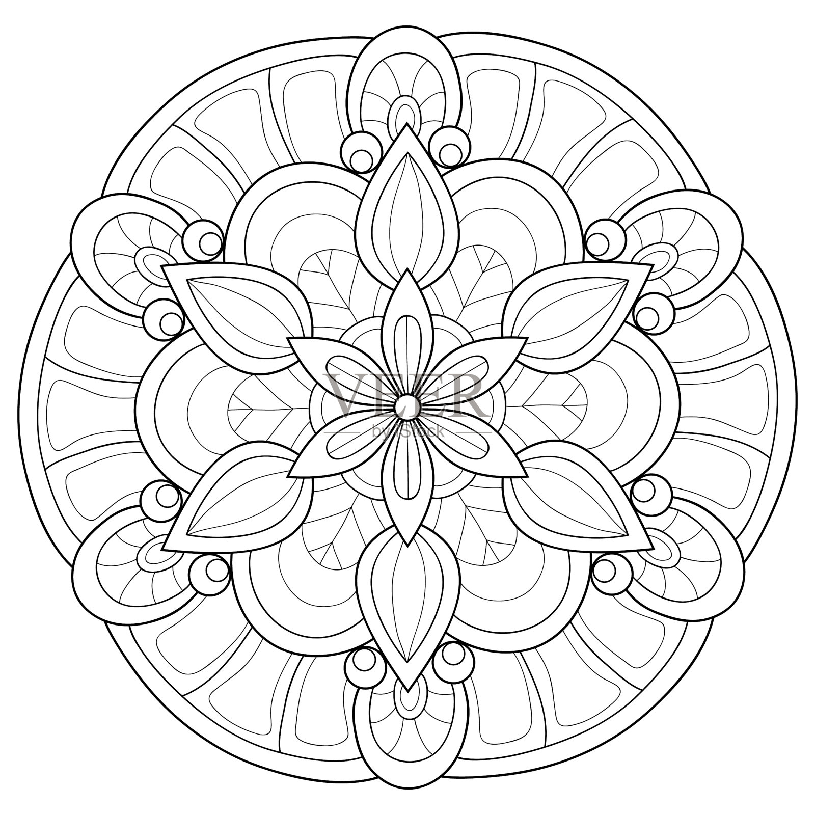 成人涂色书册上一幅禅宗曼荼罗的图像设计元素图片