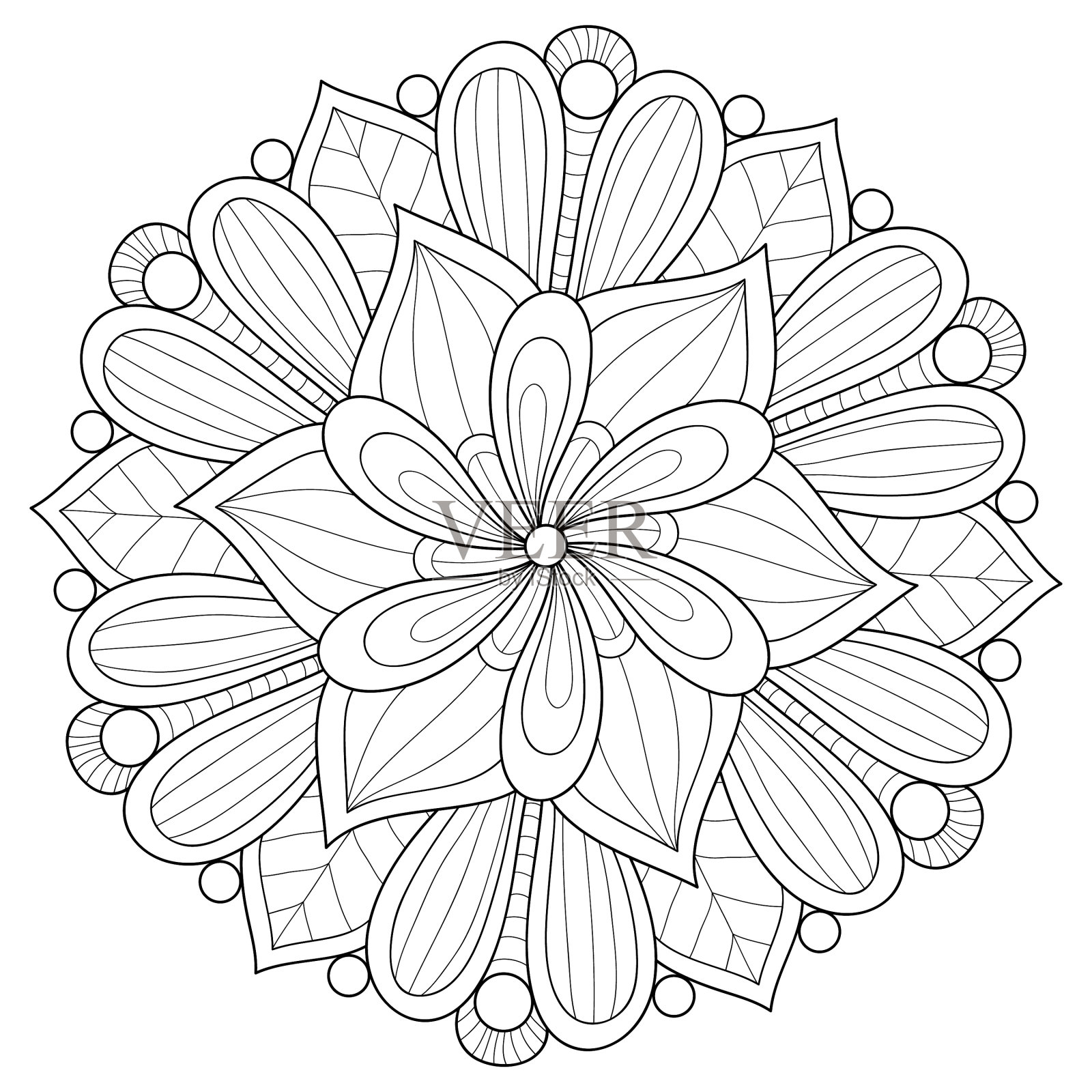 成人涂色书册上一幅禅宗曼荼罗的图像设计元素图片