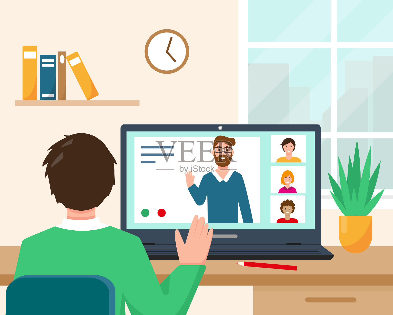 在线教育网络研讨会或工作理念插画图片素材