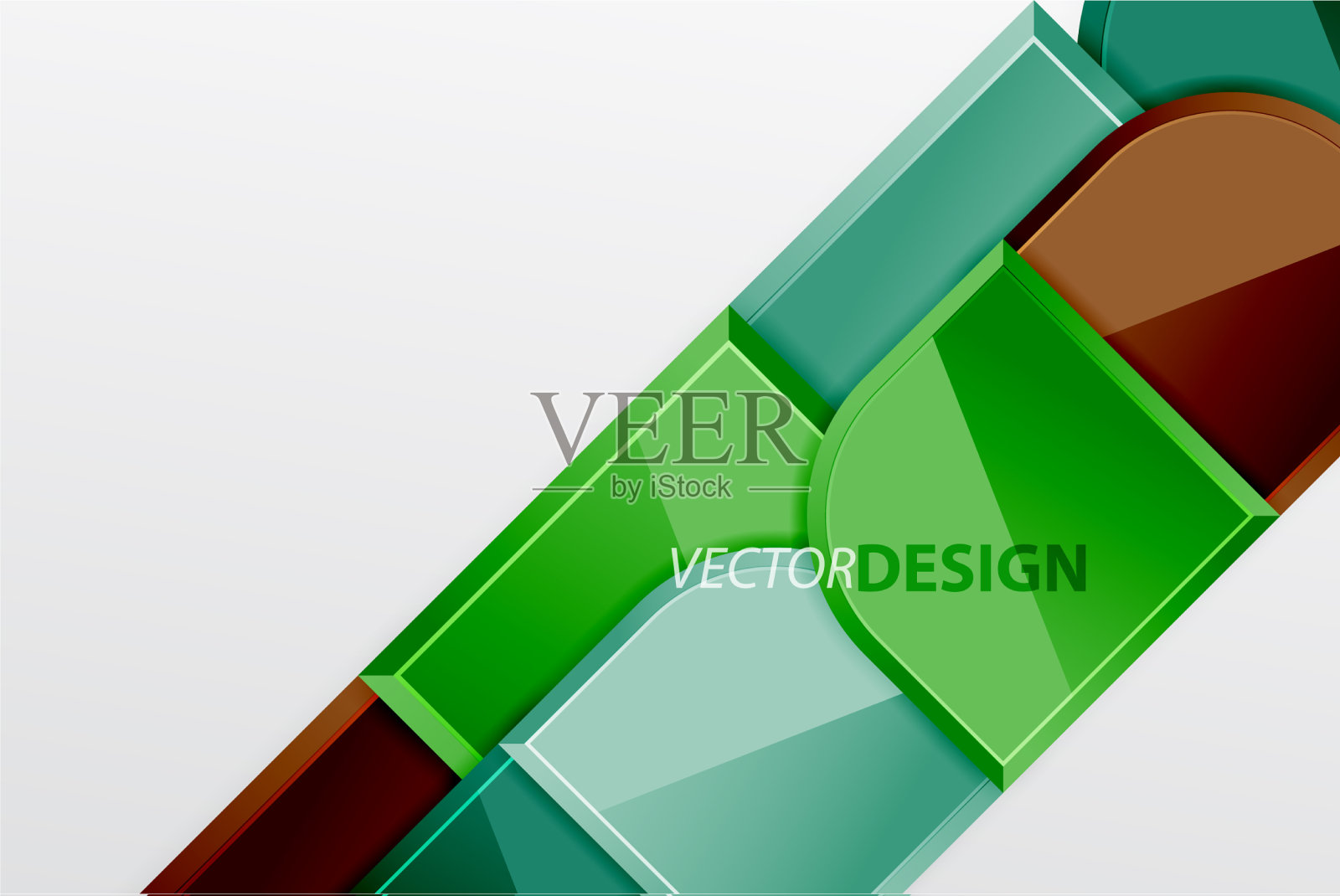 光滑的玻璃方块与圆形元素几何插画图片素材