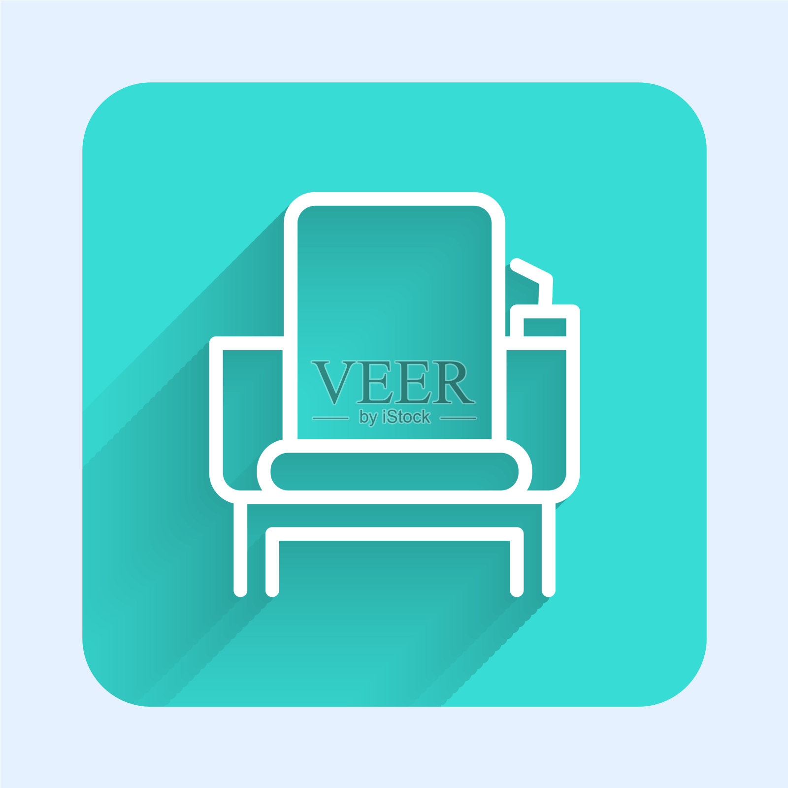 白色线影院椅图标孤立与长插画图片素材