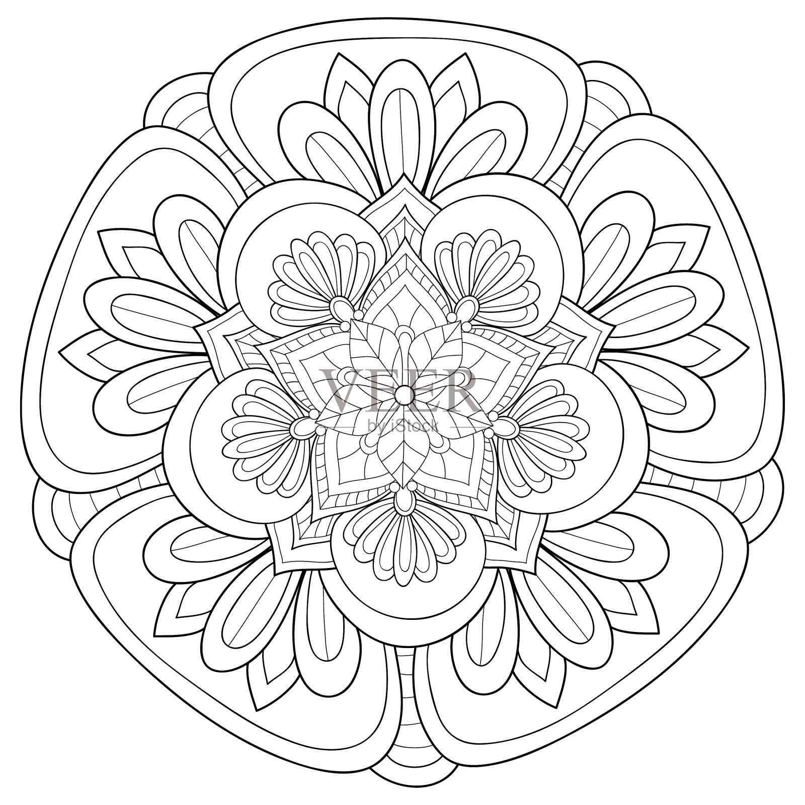 成人涂色书册上一幅禅宗曼荼罗的图像设计元素图片