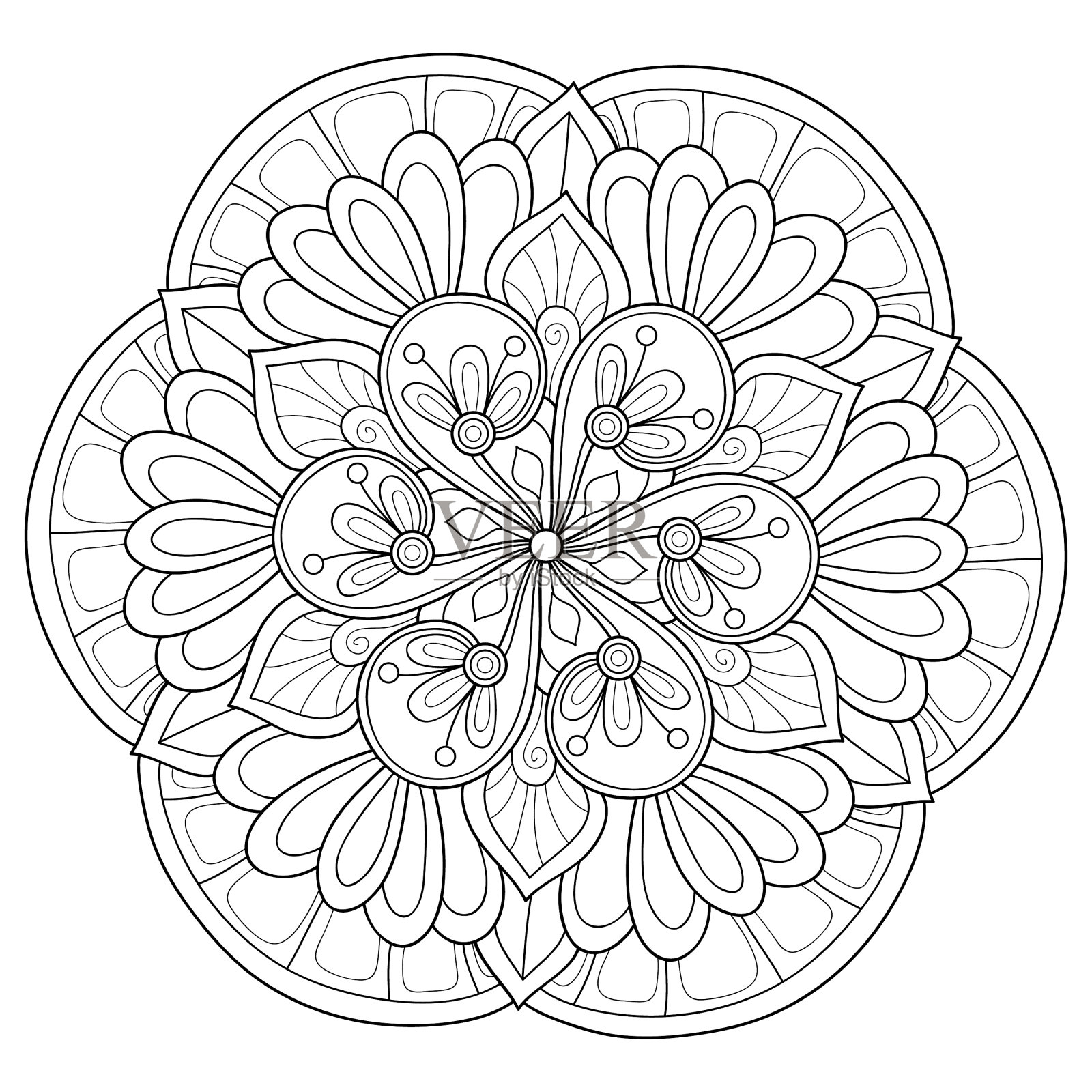 成人涂色书册上一幅禅宗曼荼罗的图像设计元素图片