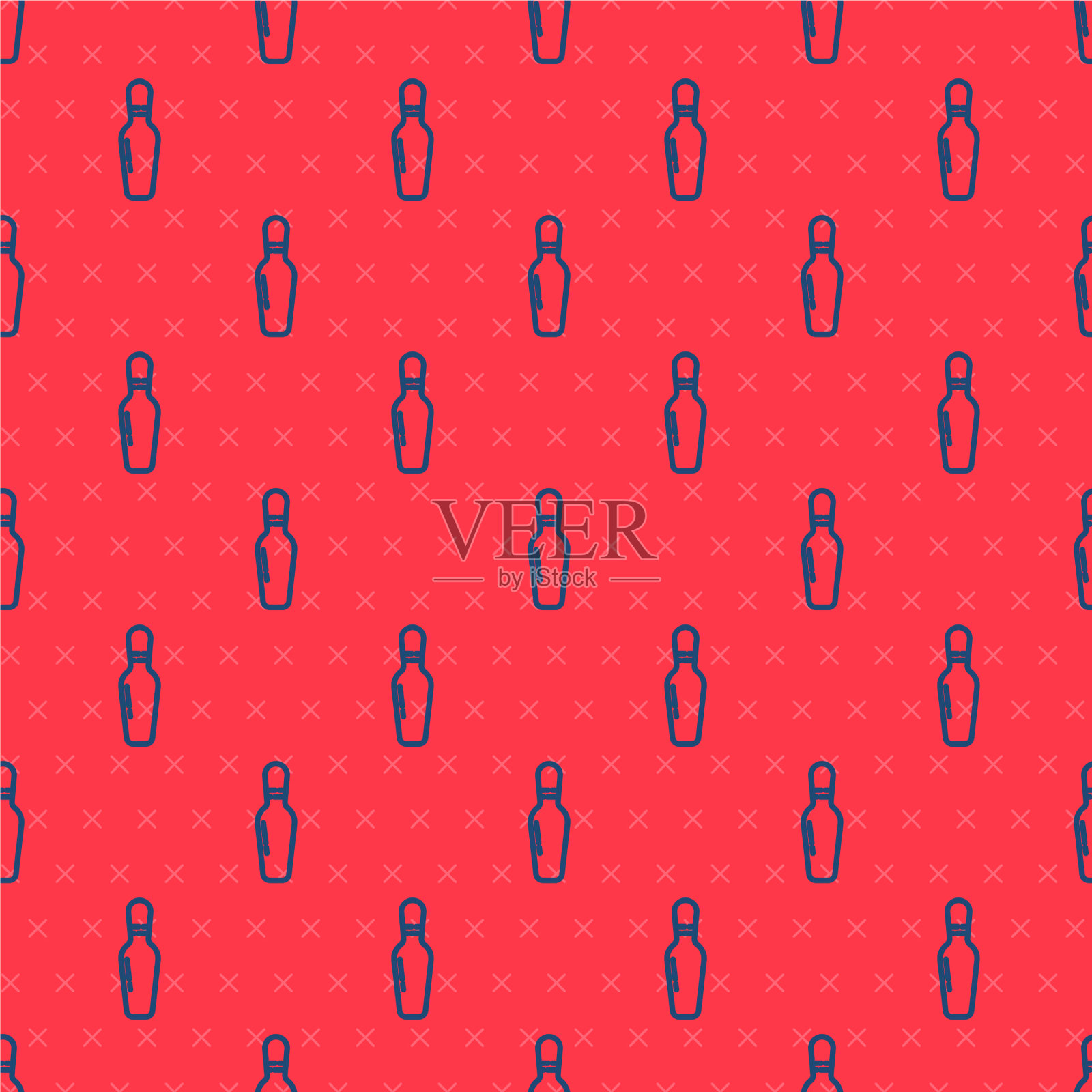 蓝线保龄球瓶图标隔离无缝插画图片素材