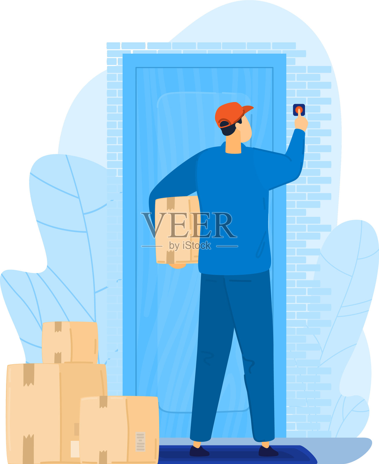 男人性格邮差持有包裹盒子快递设计元素图片